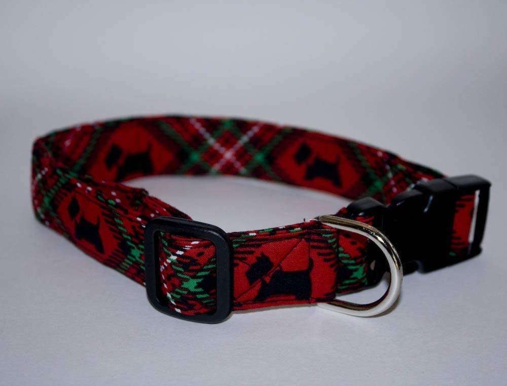 Stylish Plaid Scottie Dog Collar for Small & Medium Dogs - Durable & Adjustable Pet Collar for Daily Walks & Outdoor Adventures