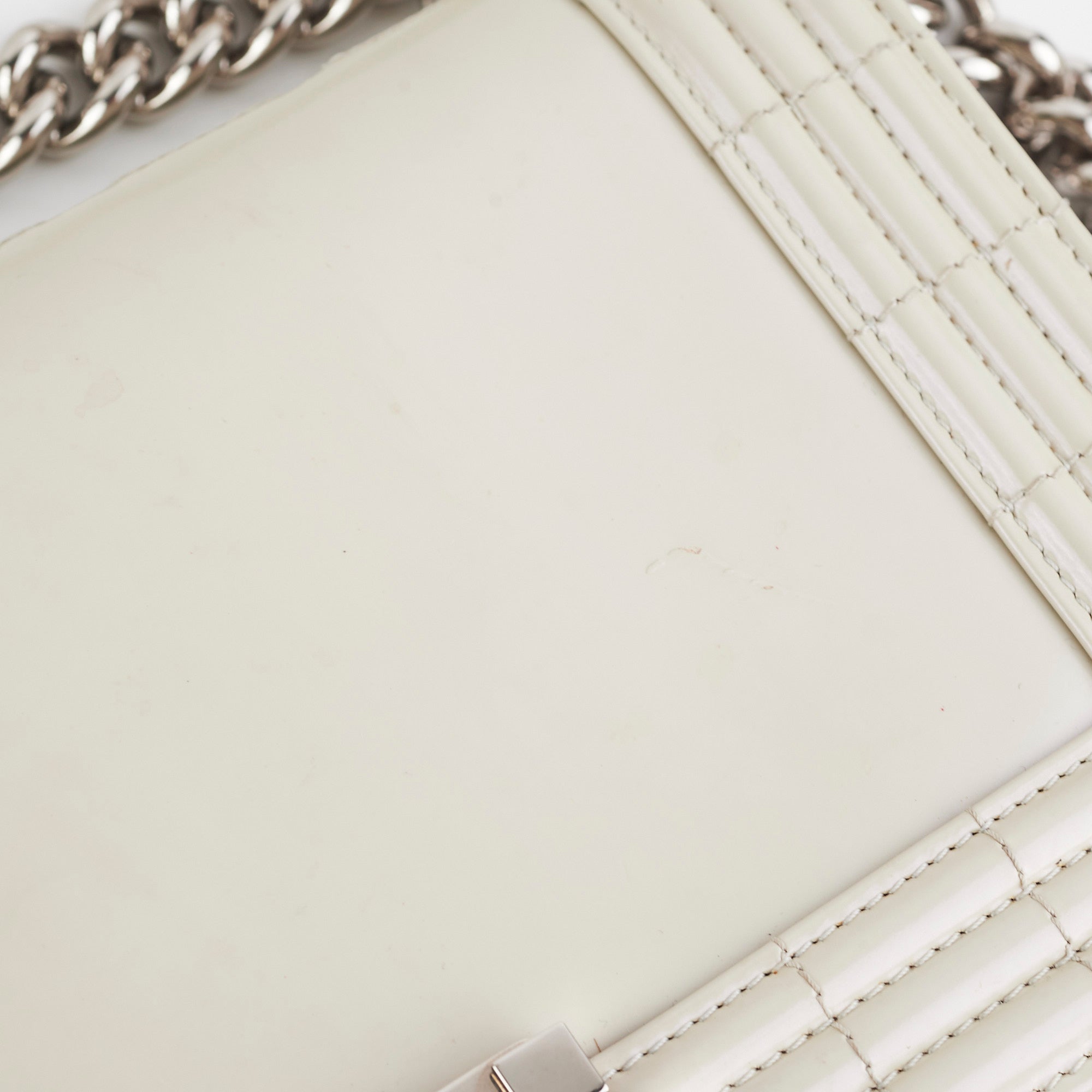 Chanel Boy Old Medium Iridescent Light Grey Leather Shoulder Bag - Luxury Designer Handbag for Women, Perfect for Evening Parties & Special Occasions