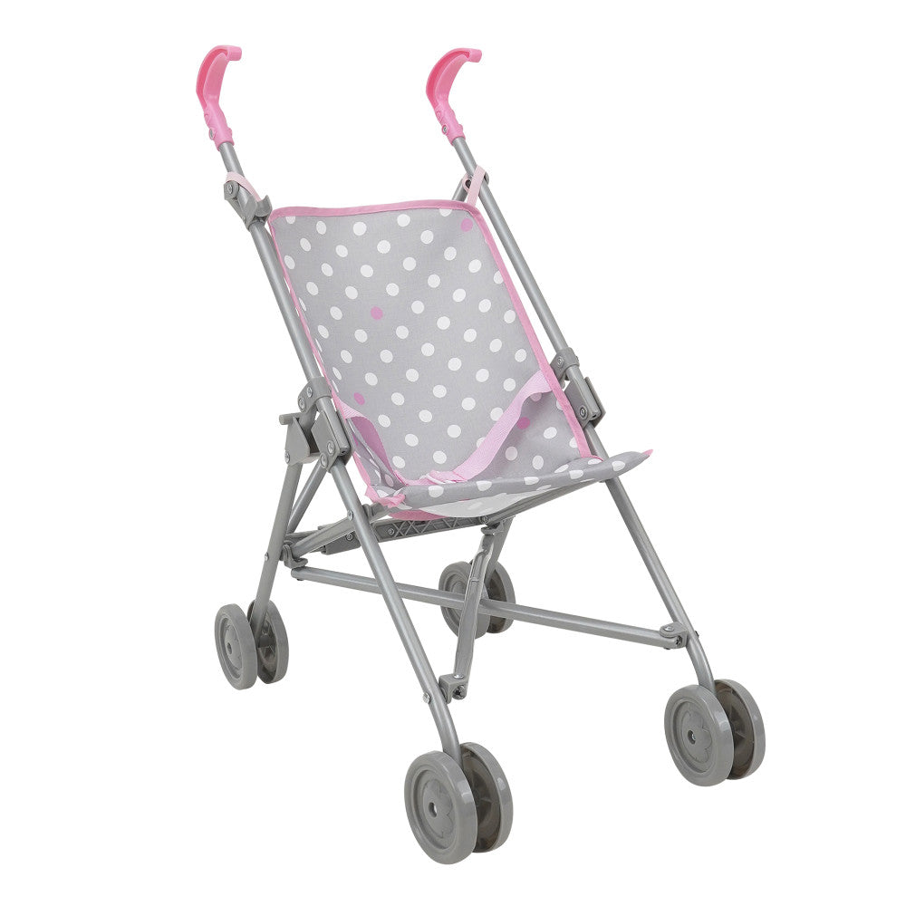 509 Crew Cotton Candy Pink Umbrella Doll Stroller with Polka Dot Design - Perfect for Pretend Play, Tea Parties & Outdoor Adventures (Baby Doll Accessories)