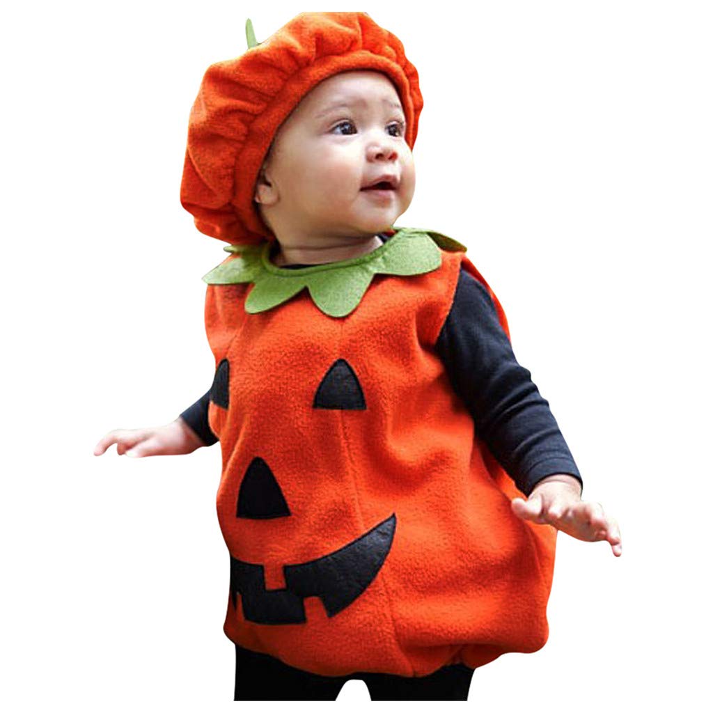 Pumpkin Costume Outfit for Baby Boys & Girls - Cute Halloween Vest & Hat Set for Infants & Toddlers - Perfect for Halloween Parties, Trick-or-Treating & Photo Shoots