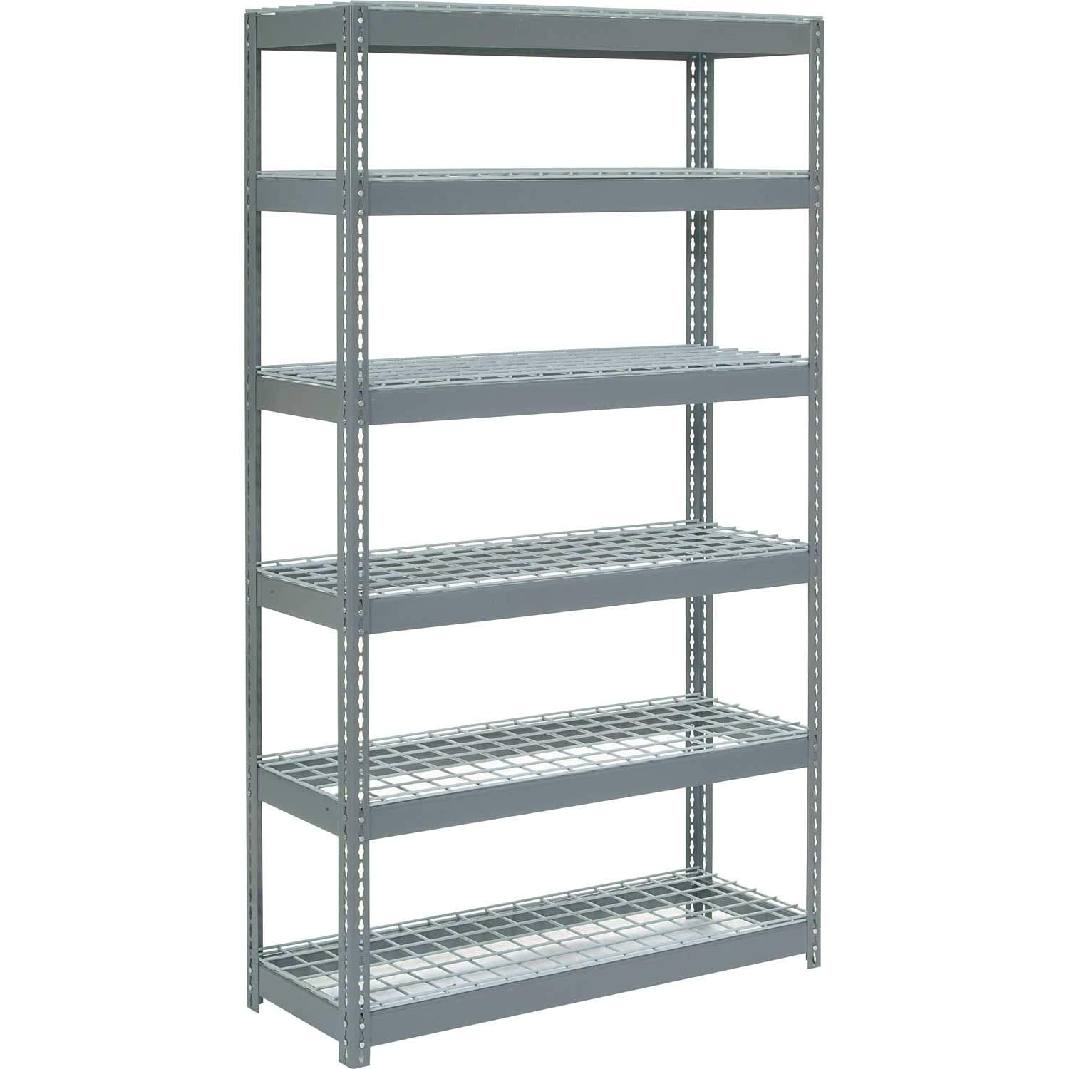 Heavy Duty Boltless Shelving Unit 48x24x60 Inches - 6-Tier Industrial Storage Rack with Wire Deck for Warehouse, Garage & Retail Organization