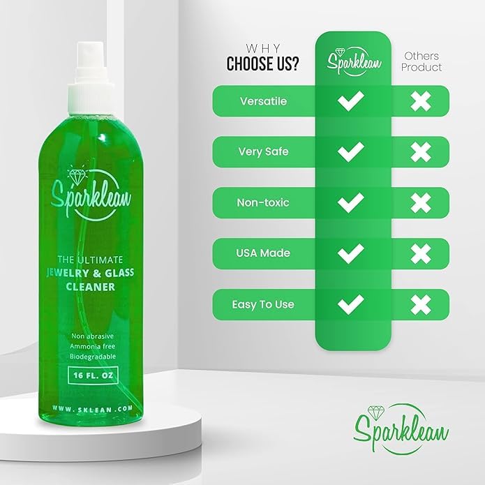 Premium Jewelry Cleaner Solution for Silver, Gold & Diamonds | Natural Non-Toxic Formula Without Ammonia | Includes Polishing Cloth & Tarnish Remover | Ultrasonic Jewelry Cleaning for Rings, Necklaces & Watches | Perfect for Daily Maintenance & Special Occasions