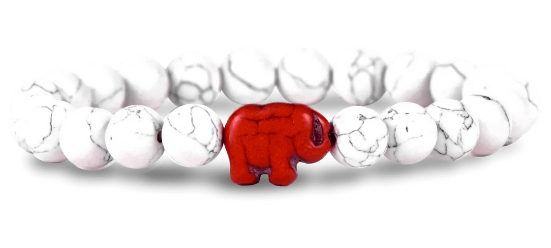 Fahlo White Howlite Elephant Bracelet - Stylish Animal Jewelry for Women, Perfect for Gifts, Charity & Wildlife Conservation Support