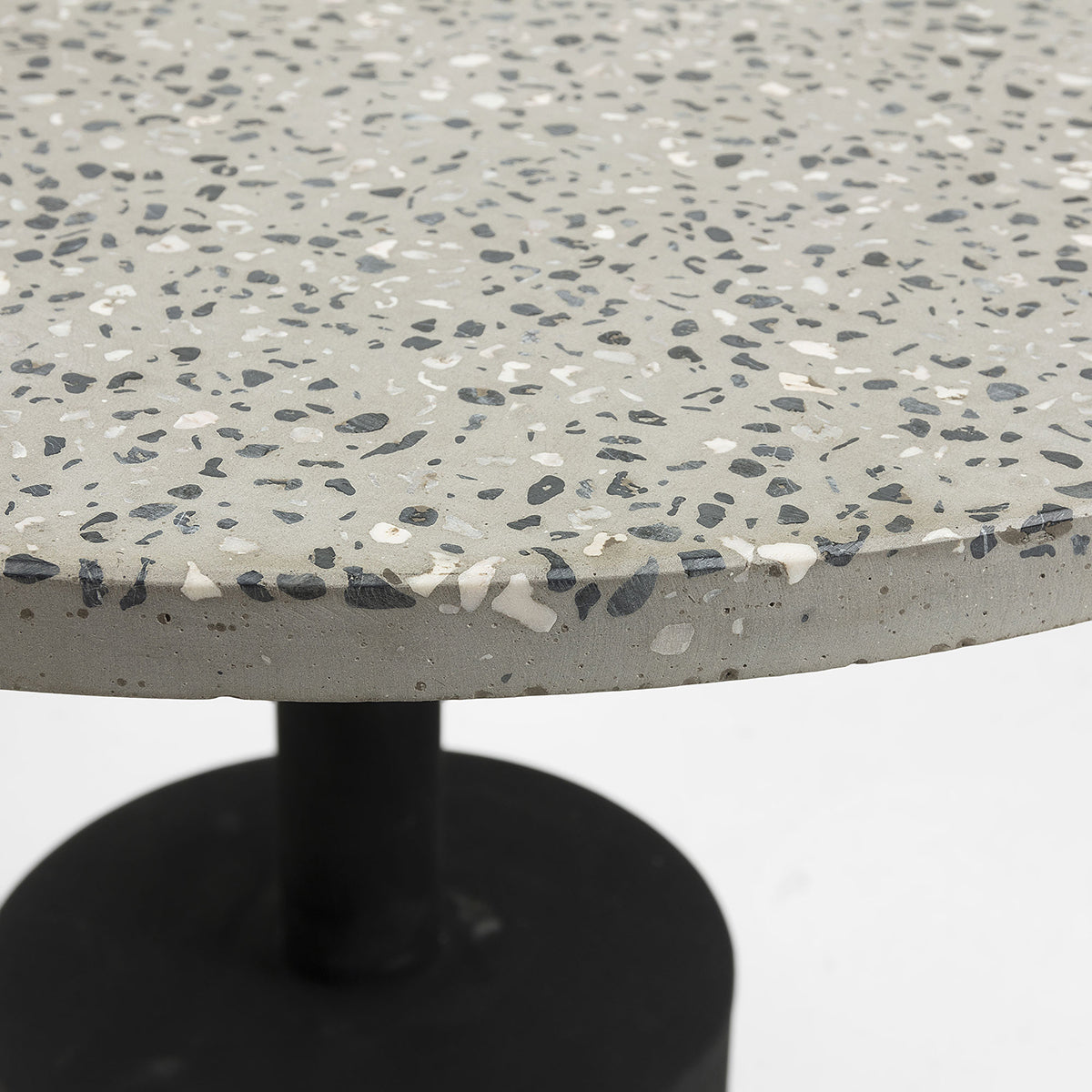 Delano Round Coffee Table - 55cm Diameter in Black & Grey Terrazzo Finish | Modern Side Table for Living Room, Lounge or Office Decor