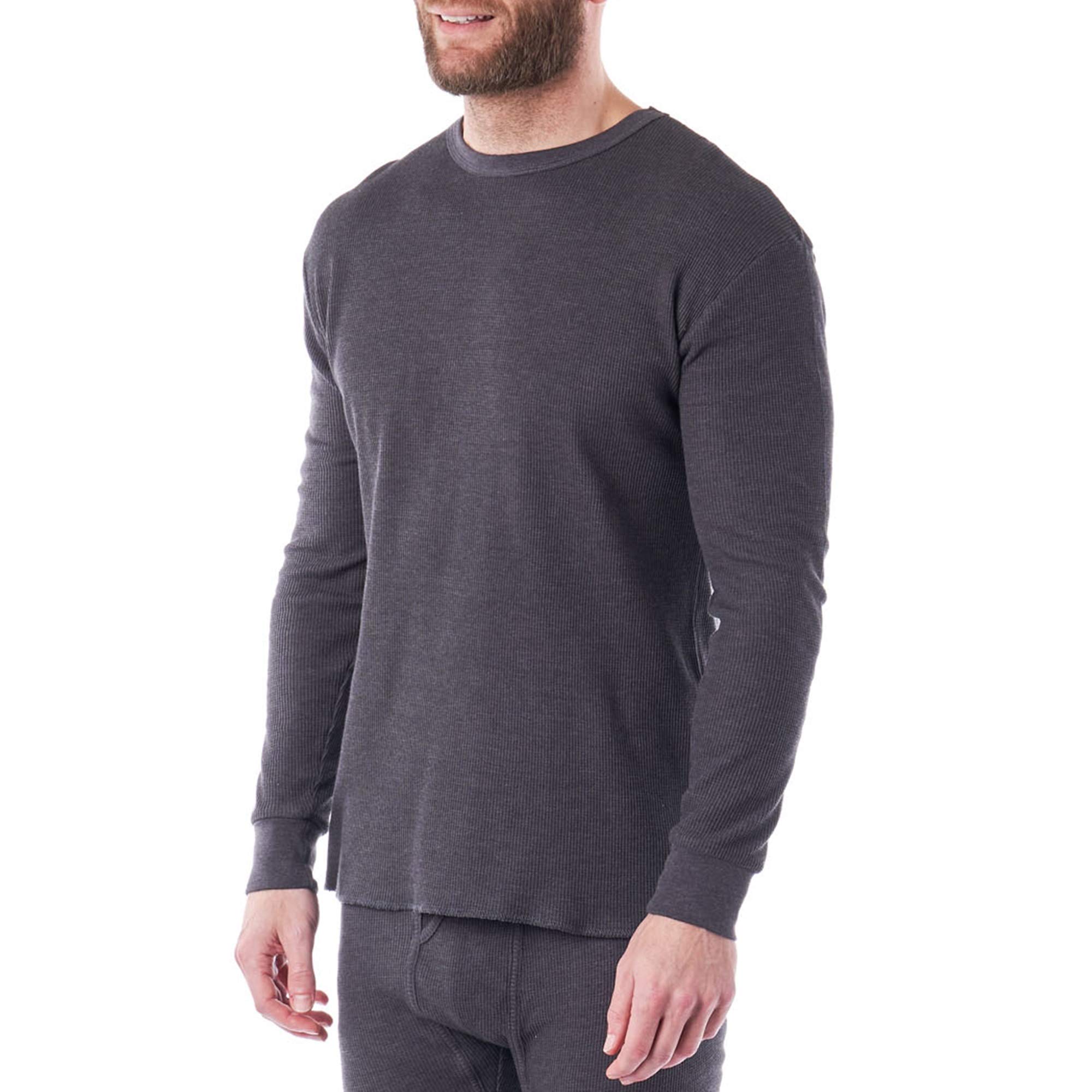 Alpine Swiss Men's Thermal Long Sleeve Henley Shirt - Waffle Knit Crew Neck Base Layer for Cold Weather - Perfect for Winter Hiking, Skiing & Outdoor Activities