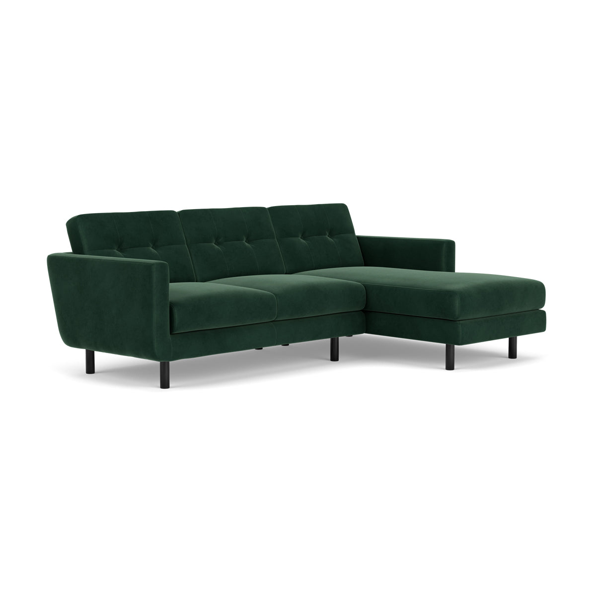 Conrad Velvet Right Chaise Sofa - Modern Upholstered Sectional Couch for Living Room, Lounge & Apartment Decor | Perfect for Small Spaces & Home Theater Seating