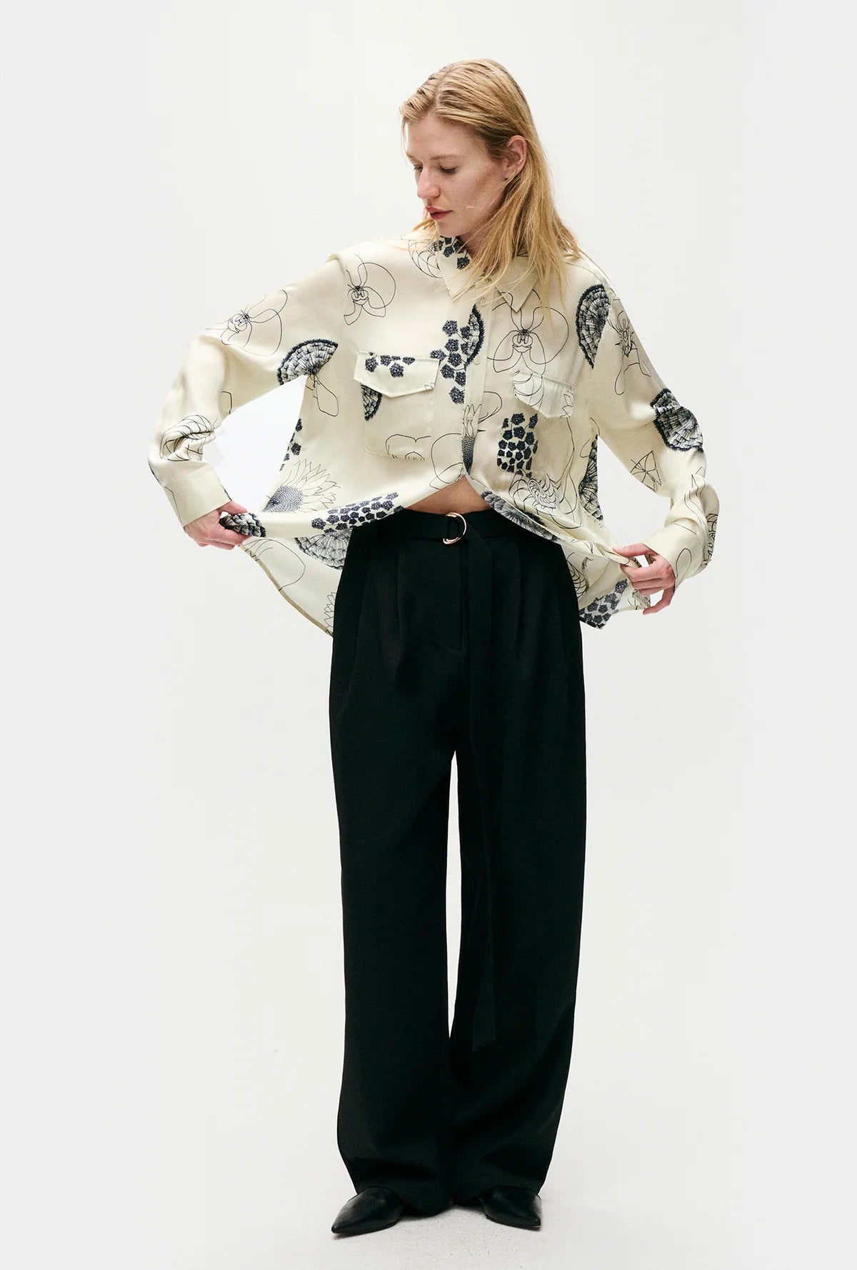 Fibonacci Boyfriend Shirt in Off White - Oversized Casual Button Down Shirt for Women - Perfect for Layering, Office Wear & Weekend Outfits