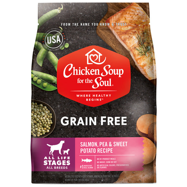 Grain-Free Salmon & Sweet Potato Dry Dog Food by Chicken Soup for the Soul - High Protein, Natural Ingredients for Adult Dogs - Perfect for Sensitive Stomachs & Healthy Skin