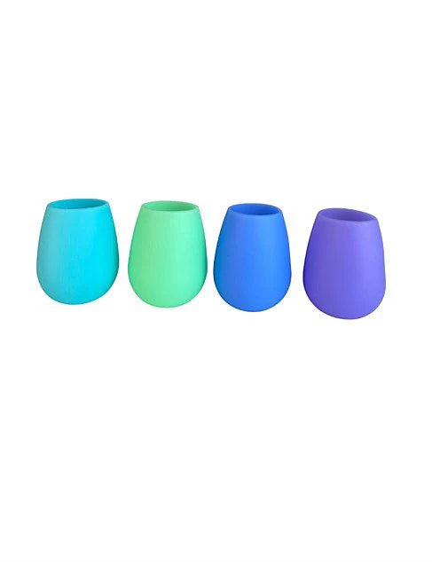 Unbreakable Silicone Drinking Glasses Set of 4 - Shatterproof, BPA-Free & Dishwasher Safe - Perfect for Outdoor, Camping, Beach & Kids Use