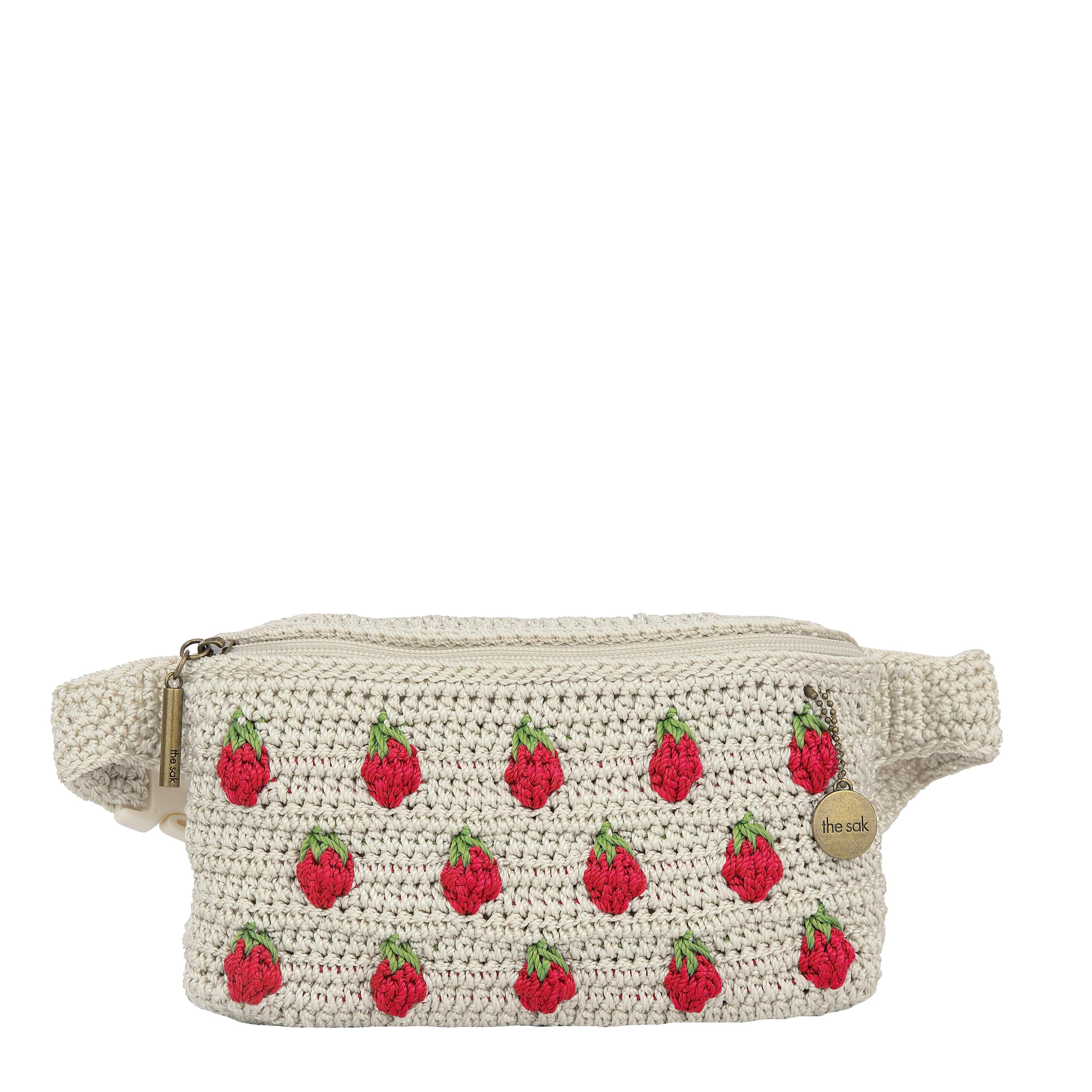 Handmade Crochet Small Belt Bag - Natural Strawberry Design - Perfect for Festivals, Travel & Everyday Use