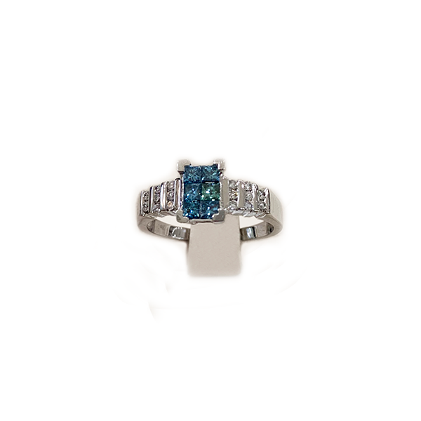 14K White Gold Blue Diamond Ring for Women - Elegant Solitaire Engagement & Wedding Band - Perfect for Proposals, Anniversaries & Special Occasions