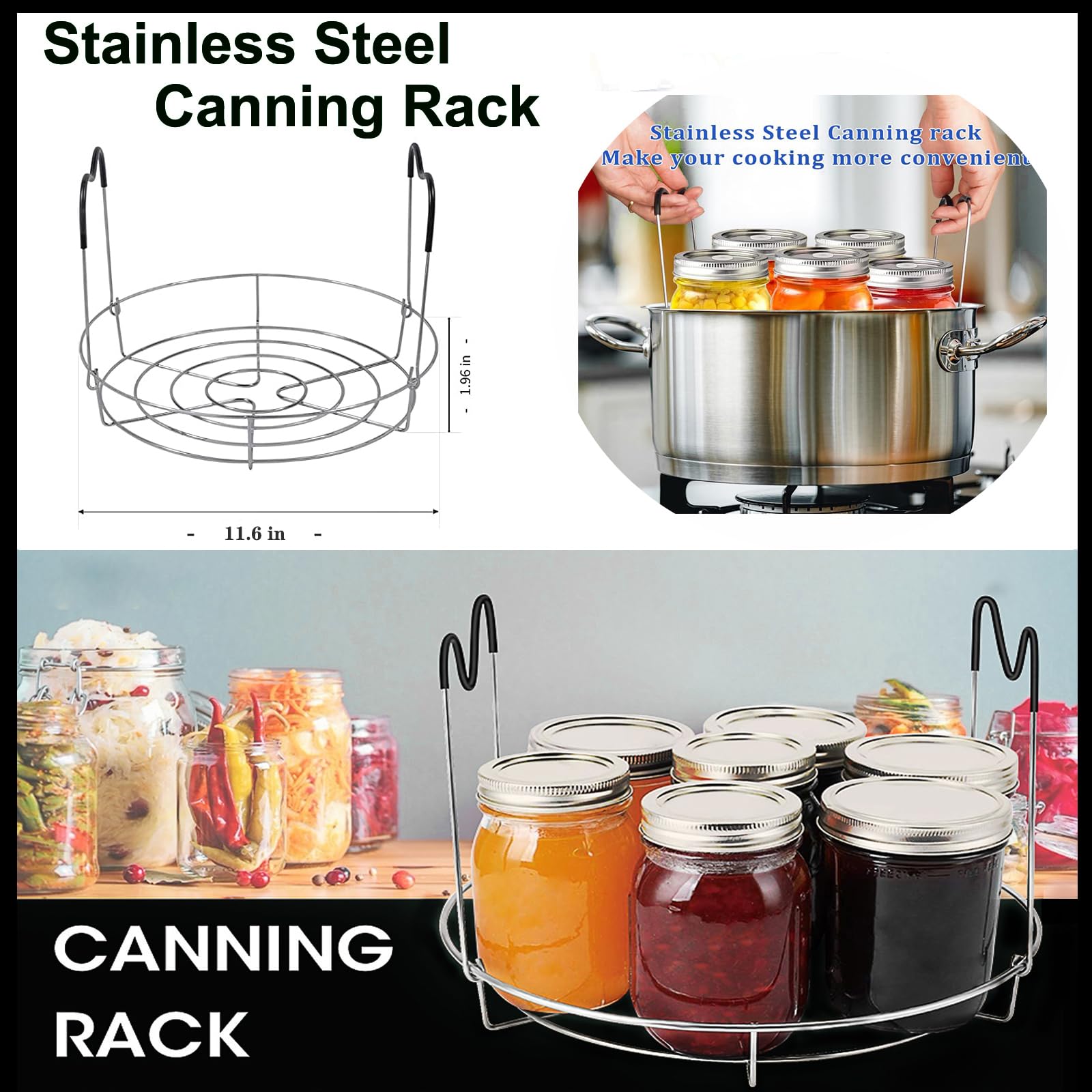 HOMMES Mason Jar Canning Supplies Starter Kit - Pot, Funnel, Lifter, Wrench, Tongs, Lid Lifter & Bubble Remover for Home Canning, Preserving Food, DIY Jams & Pickles