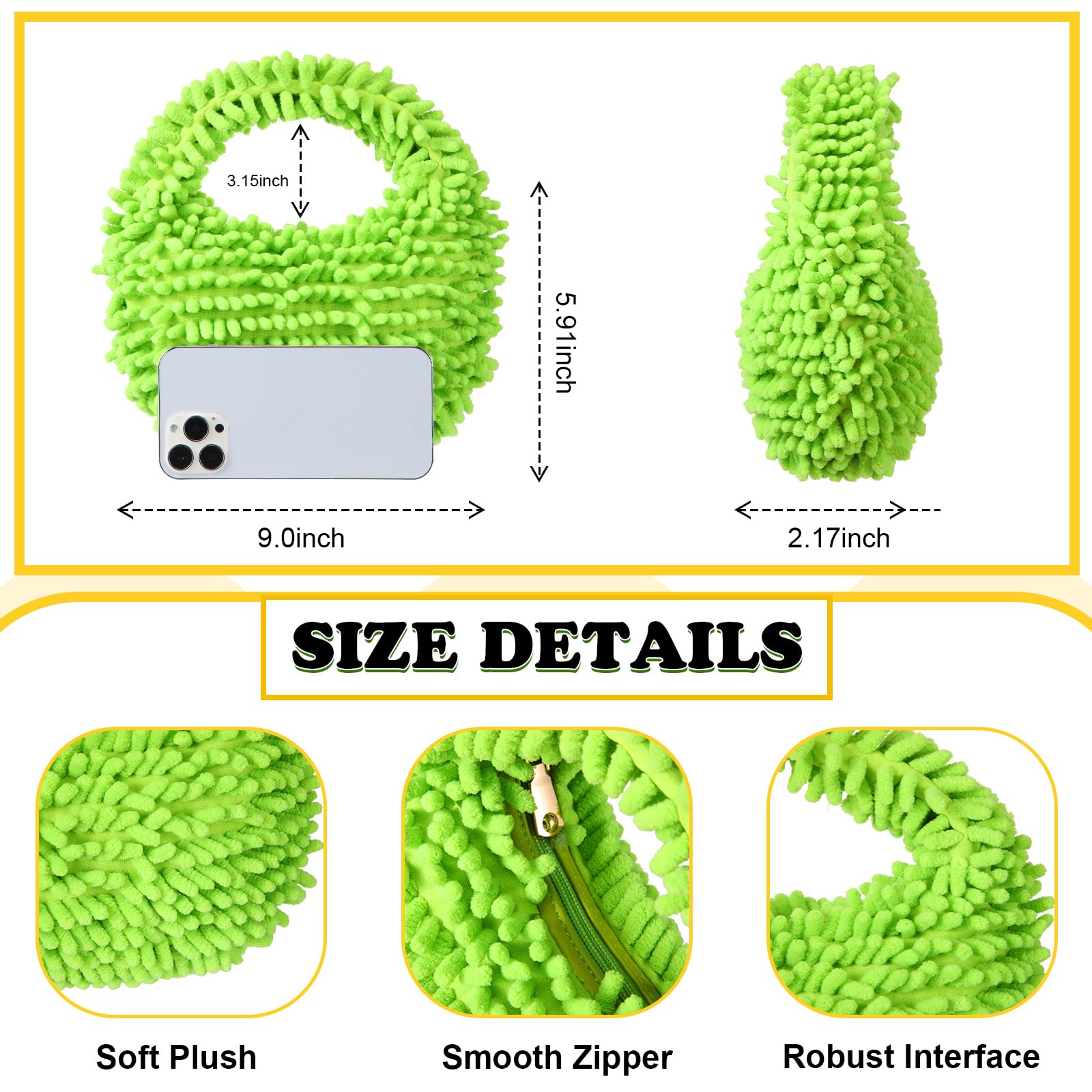 Kanayu 2-Piece Women's Neon Fuzzy Tote Bag & Retro Square Sunglasses Set - Stylish Accessories for Beach, Shopping, and Summer Outfits