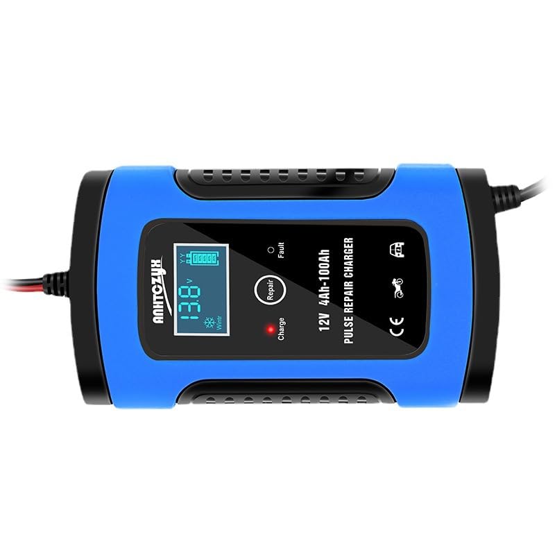 OBEST 12V Smart Car Battery Charger with Temperature Compensation - Trickle Charger, Pulse Repair & Maintainer for Car, Motorcycle, RV, SUV, Lawn Mower - Short Circuit Protection, Silent & Safe - Perfect for Winter Storage, Seasonal Vehicles & Long-Term Battery Maintenance
