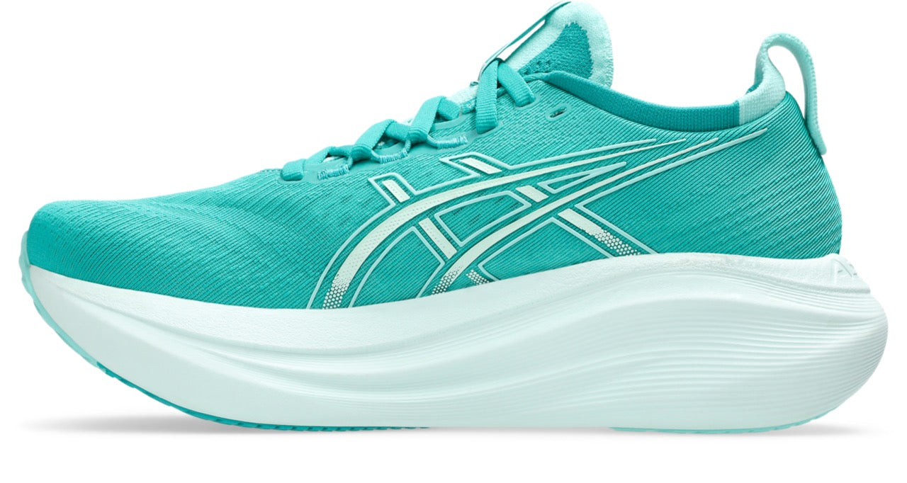ASICS Women's Gel-Nimbus 27 Running Shoes - Wave Teal/Illuminate - Cushioned Road Running Shoes for Women - Perfect for Marathon Training & Daily Jogging