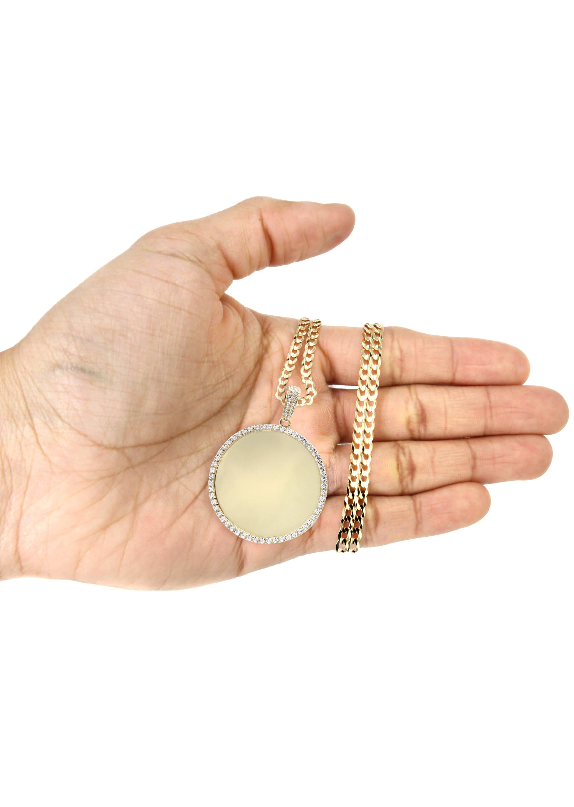 10K Yellow Gold Round Picture Necklace - 16.7 Grams | Personalized Photo Pendant for Women | Perfect for Anniversaries, Birthdays & Memorial Gifts