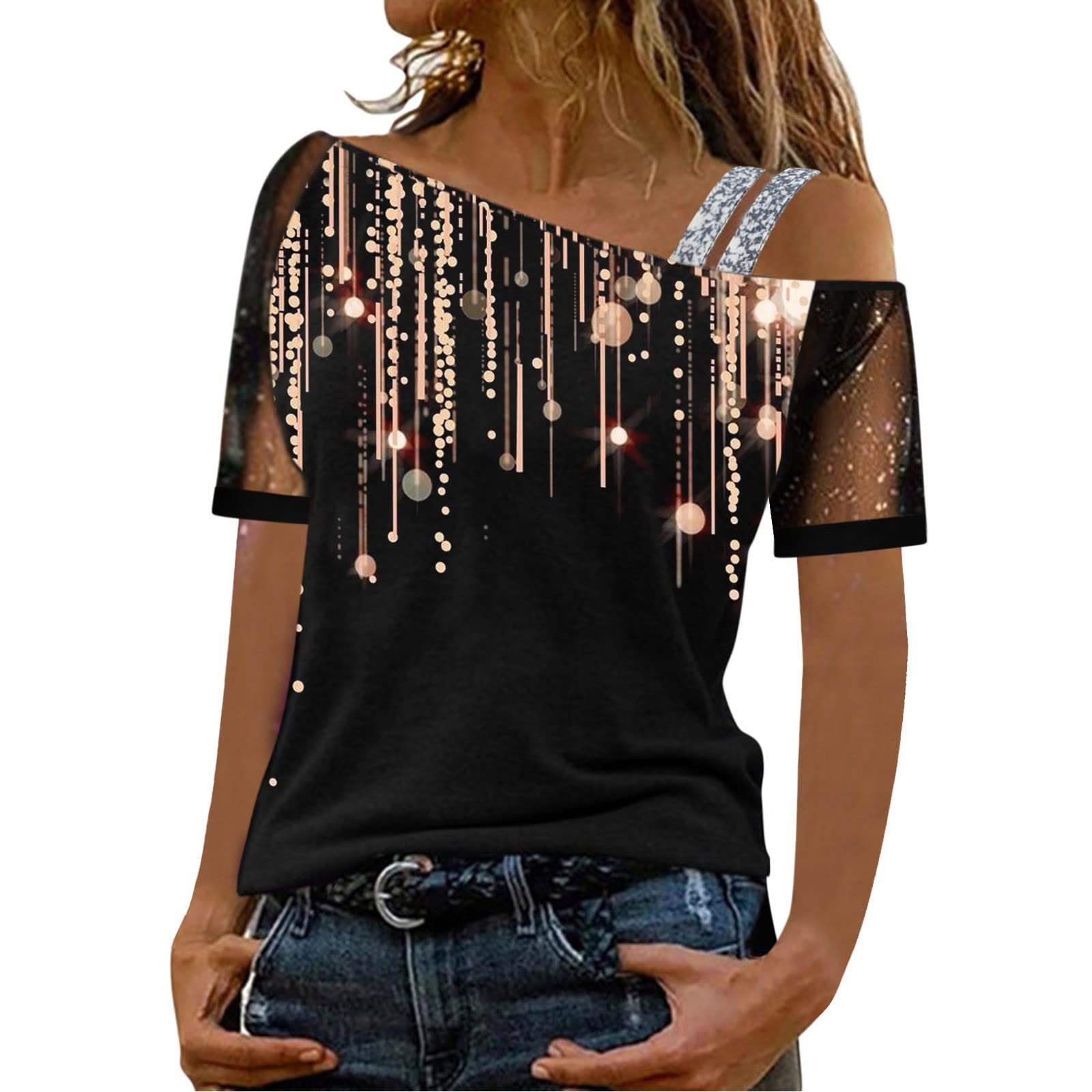 Women's Work Tops - Autumn Short Sleeve Lace Stitched Blouse & Tunic Tops | Office Wear & Casual Outfits