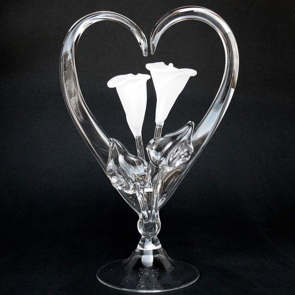 Elegant Hand-Blown Frosted Glass Calla Lily Wedding Cake Topper - Perfect for Bridal Showers, Wedding Cakes & Anniversary Celebrations