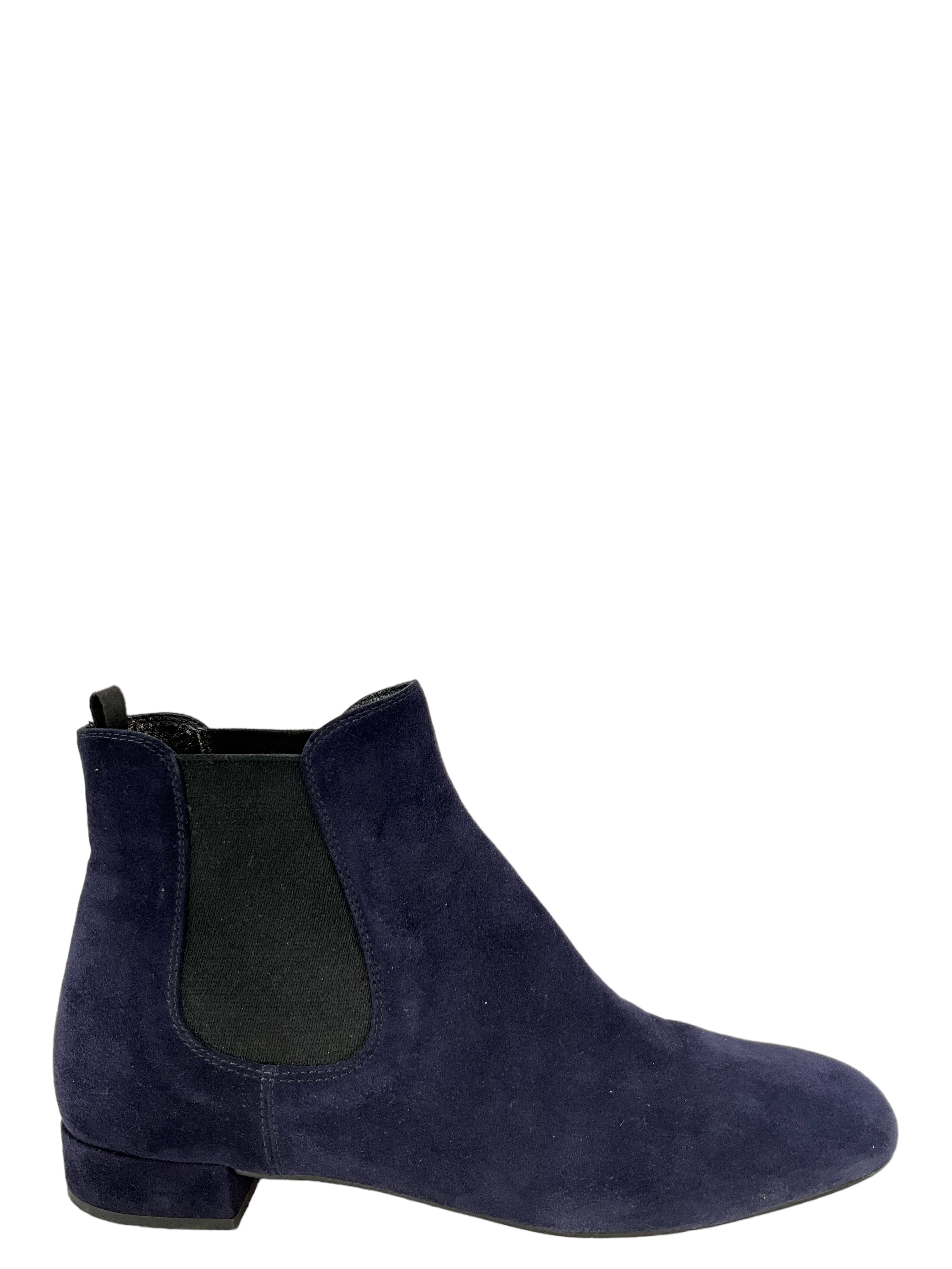 Prada Dark Blue Suede Chelsea Boots for Men Size 7.5 - Stylish & Comfortable Ankle Boots for Casual Wear, Office & Night Out