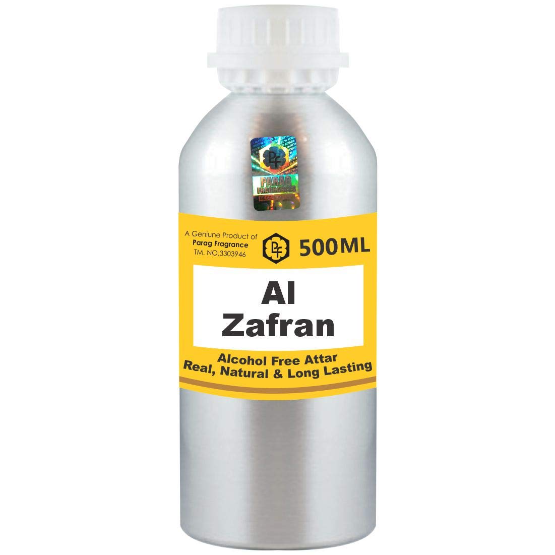 Premium Parag Fragrances Al Zafran Attar 500ml - Alcohol-Free Long Lasting Perfume Oil for Men & Women | Luxury Itra Scent for Daily Wear, Special Occasions & Religious Ceremonies | World's Best Fragrance Oil