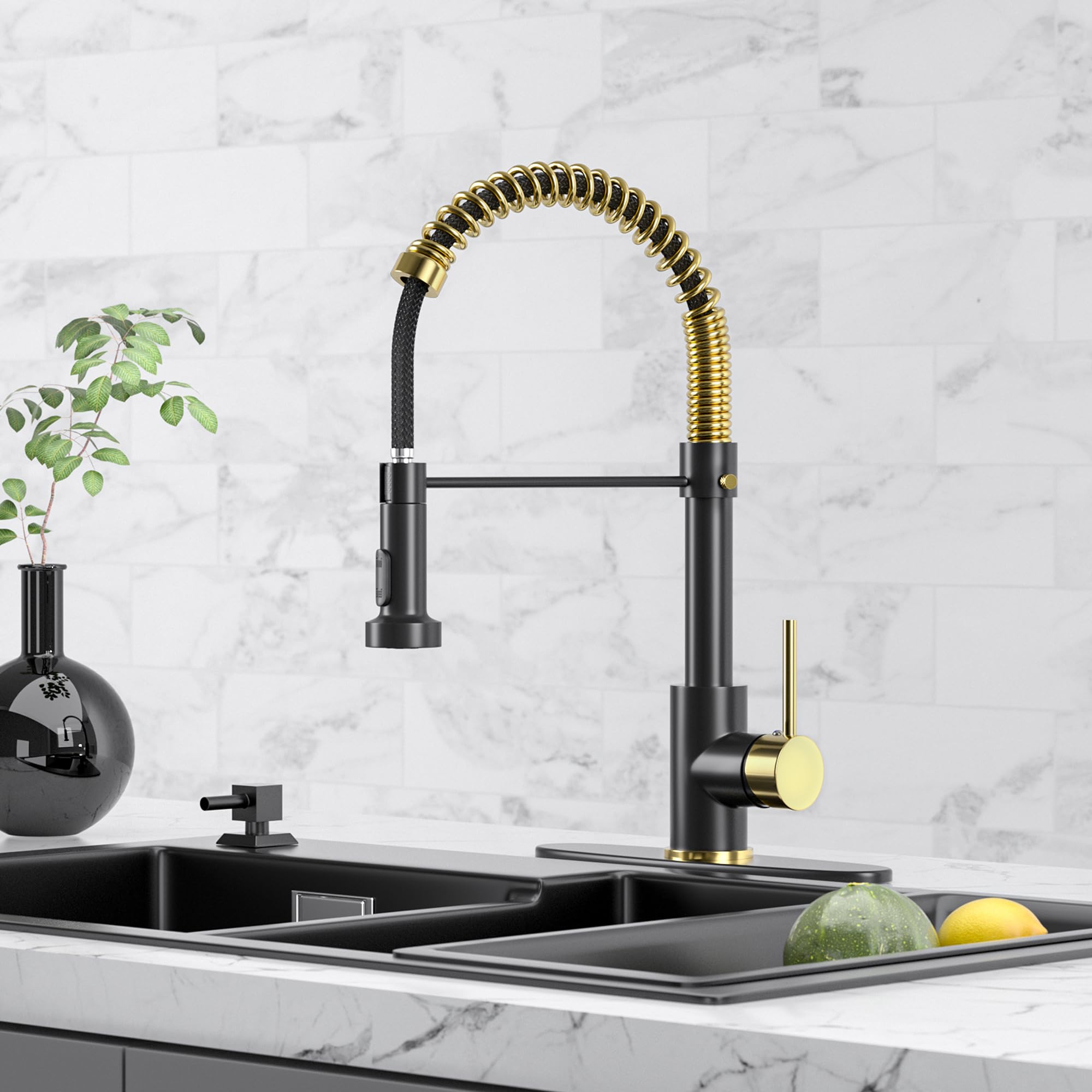 2-Function Pull Down Kitchen Faucet Sprayer - Matte Black for Easy Cleaning
