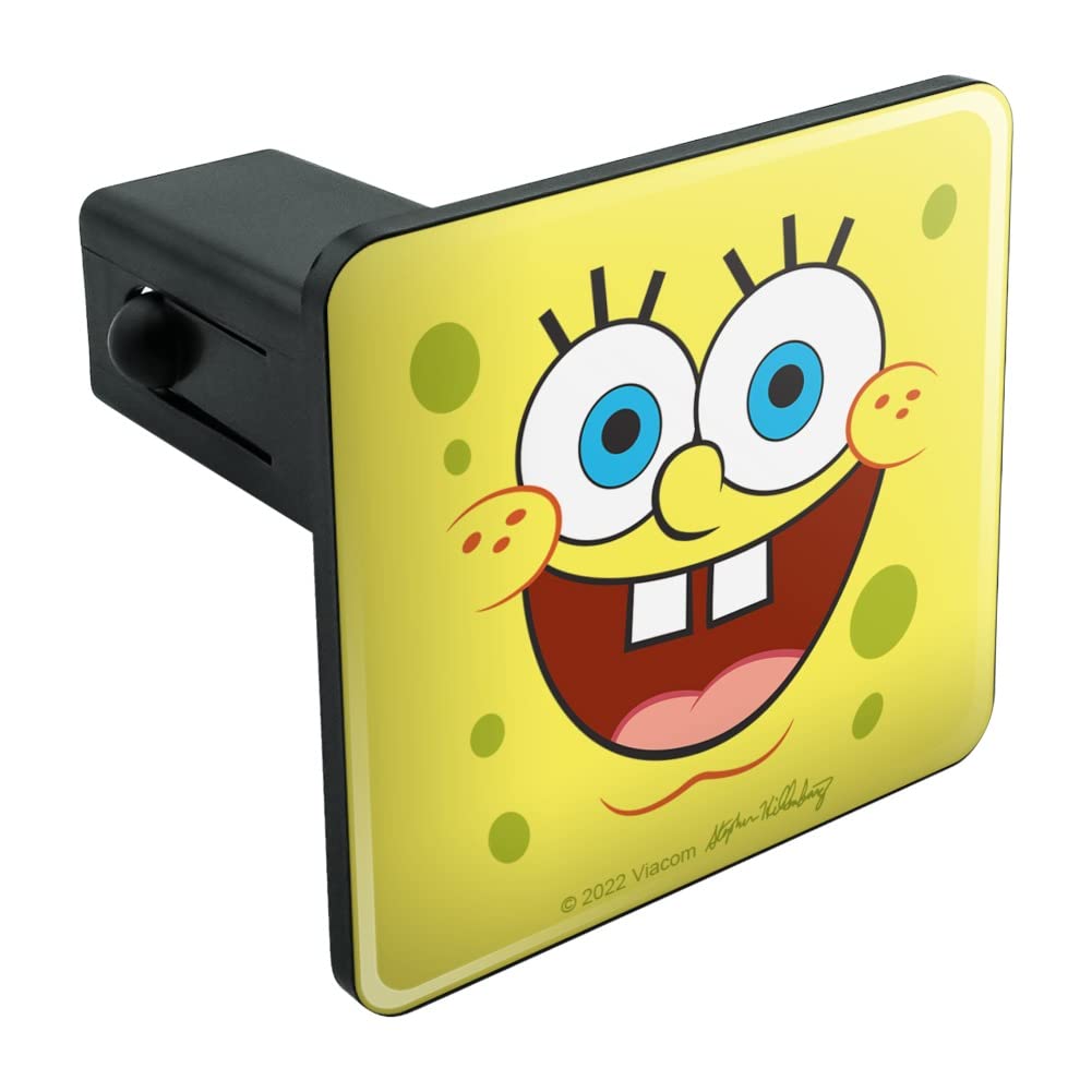 Spongebob Goofy Smile Face Tow Trailer Hitch Cover Plug Insert - Fun & Durable Hitch Accessory for Trucks, SUVs & Trailers - Perfect for Road Trips & Car Enthusiasts