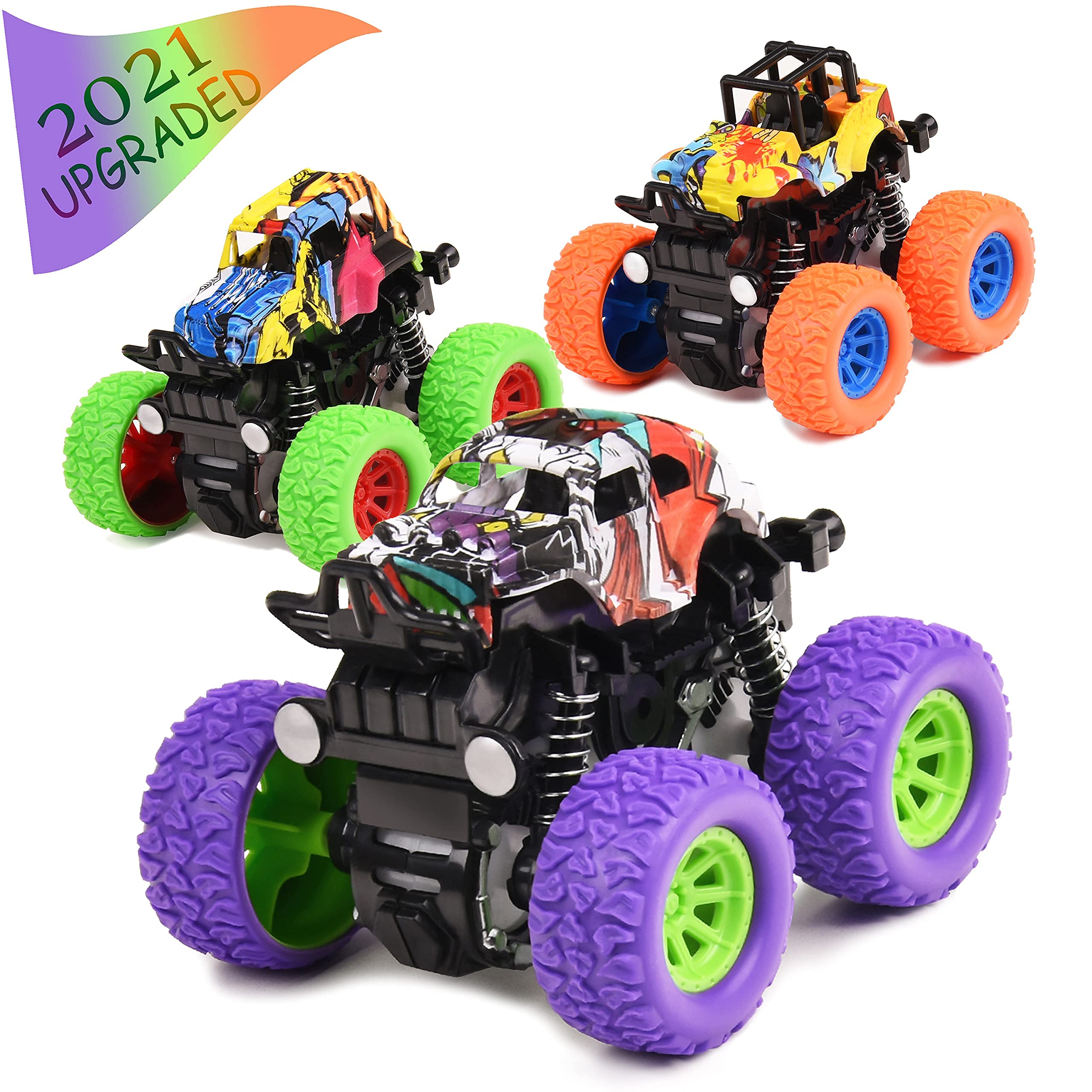 Best Friction Powered Monster Truck Toy Set for Kids - 4WD Push & Go Cars for Boys & Girls (2-Pack, Multicolor) - Perfect for Indoor Play, Birthday Gifts & Racing Games