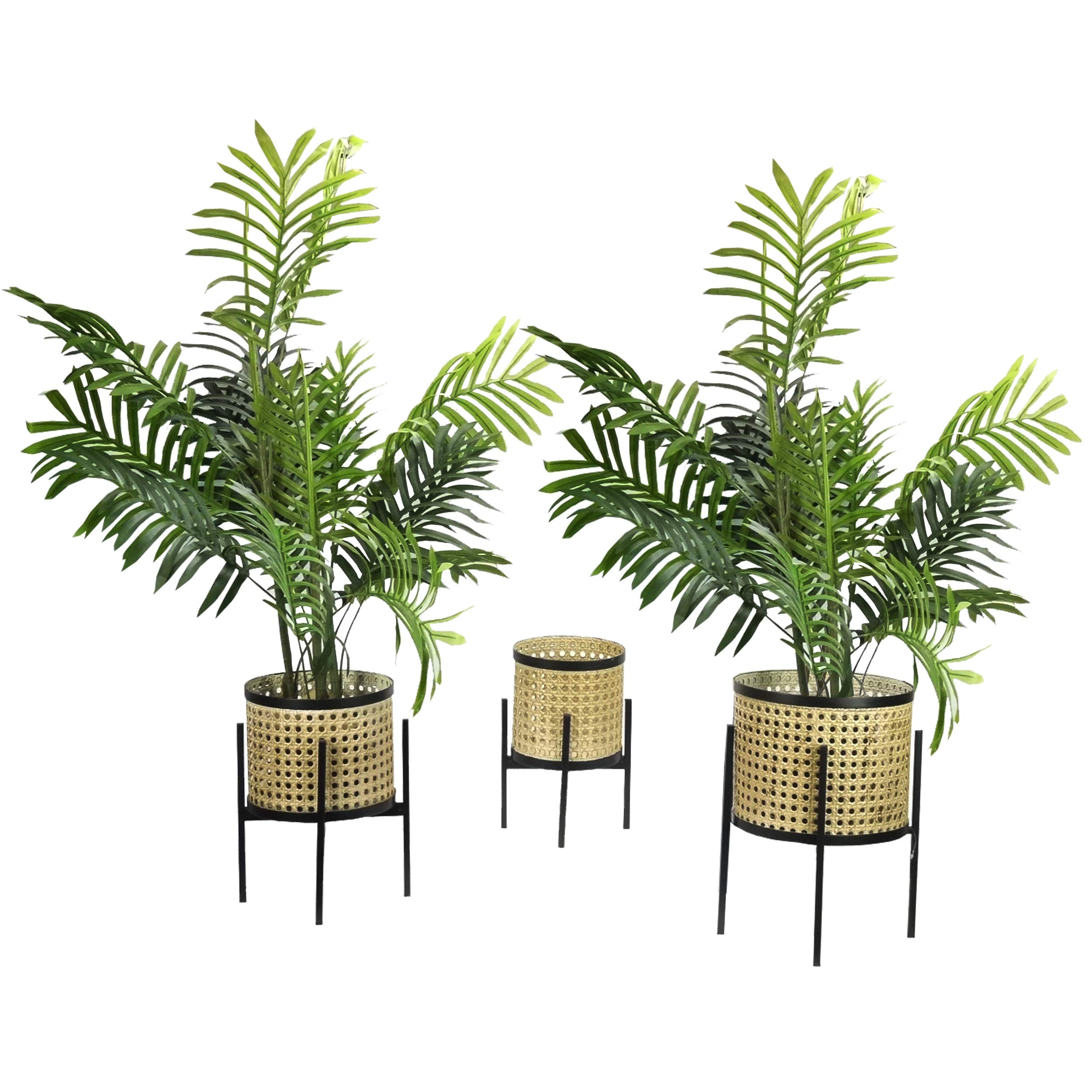 Admired By Nature Set of 3 Mid Century Modern Planters - Small, Medium & Large Sizes - Indoor/Outdoor Flower Pots with Stand for Cactus, Succulents & Plants (Plants Not Included) - Perfect for Home Decor, Patio, Garden & Office Spaces