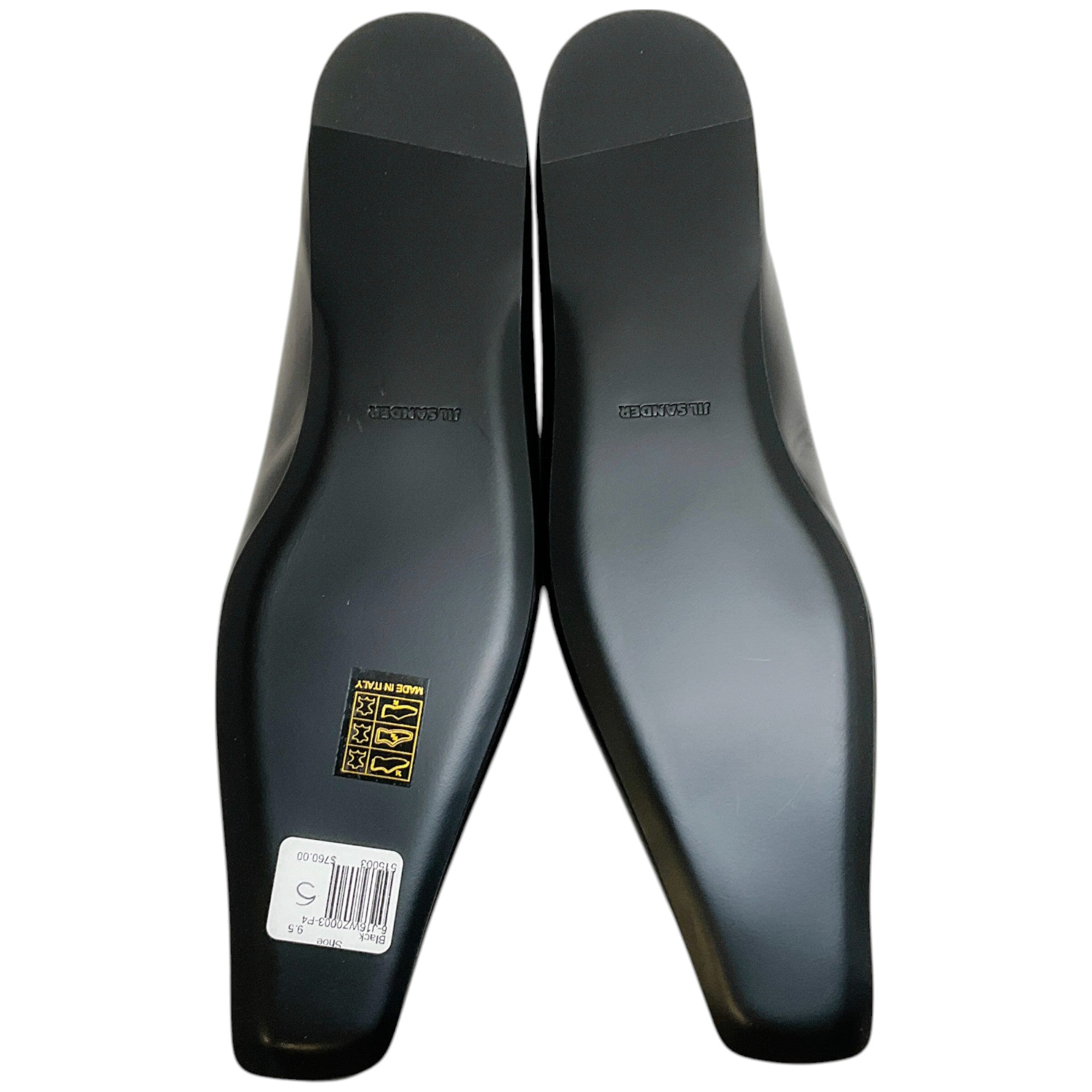 Jil Sander Women's Black Leather Tripon Ballet Flats - Comfortable & Stylish Pointed Toe Shoes for Work, Office & Casual Wear