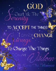 Blue Butterfly Galaxy Serenity Prayer Purple