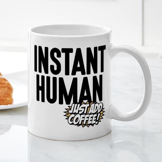 11 oz (325 ml) Ceramic Coffee Mug - Funny 'Instant Human Just Add Coffee' Design | Perfect for Office, Home & Gifts | Durable & Dishwasher Safe
