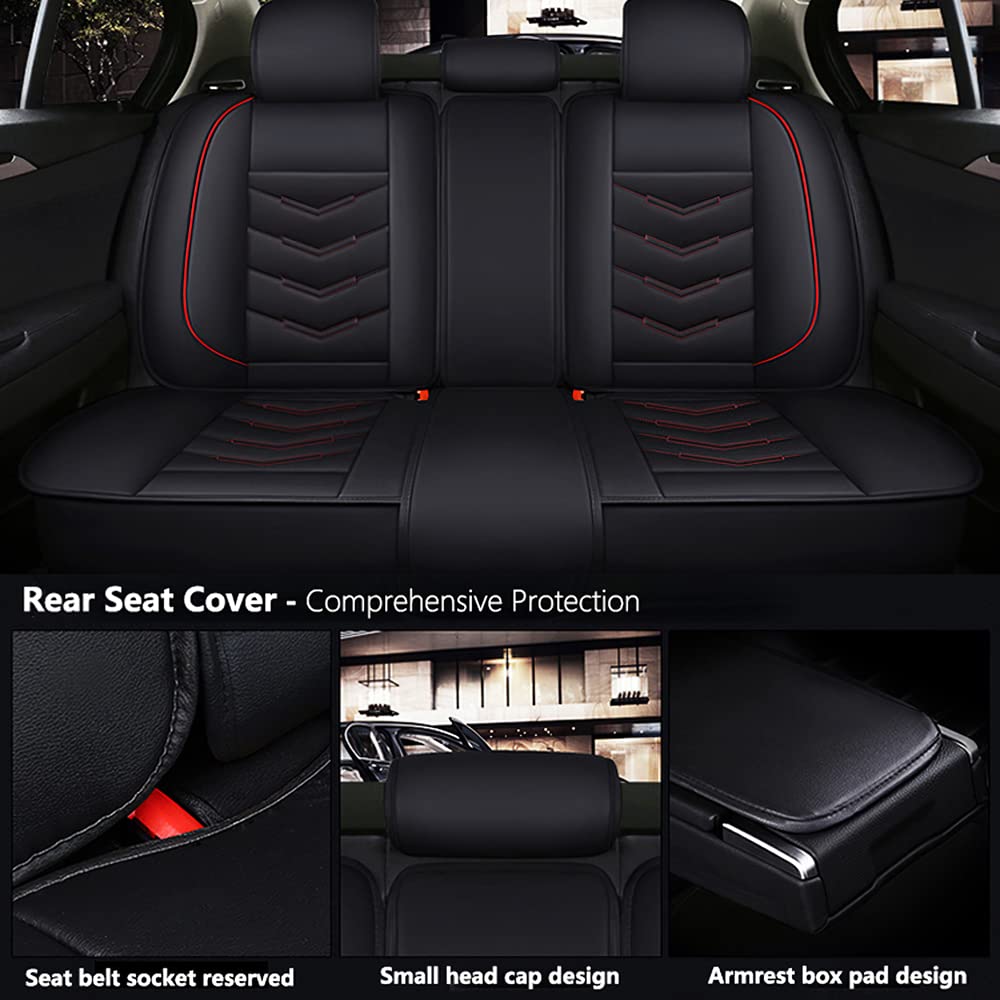 Premium Leather Car Seat Covers for GMC Terrain 2010-2022 - Durable, Waterproof & Breathable Seat Protectors with Odor Resistance (Standard, Black) | Perfect for Daily Commute, Road Trips & Outdoor Adventures