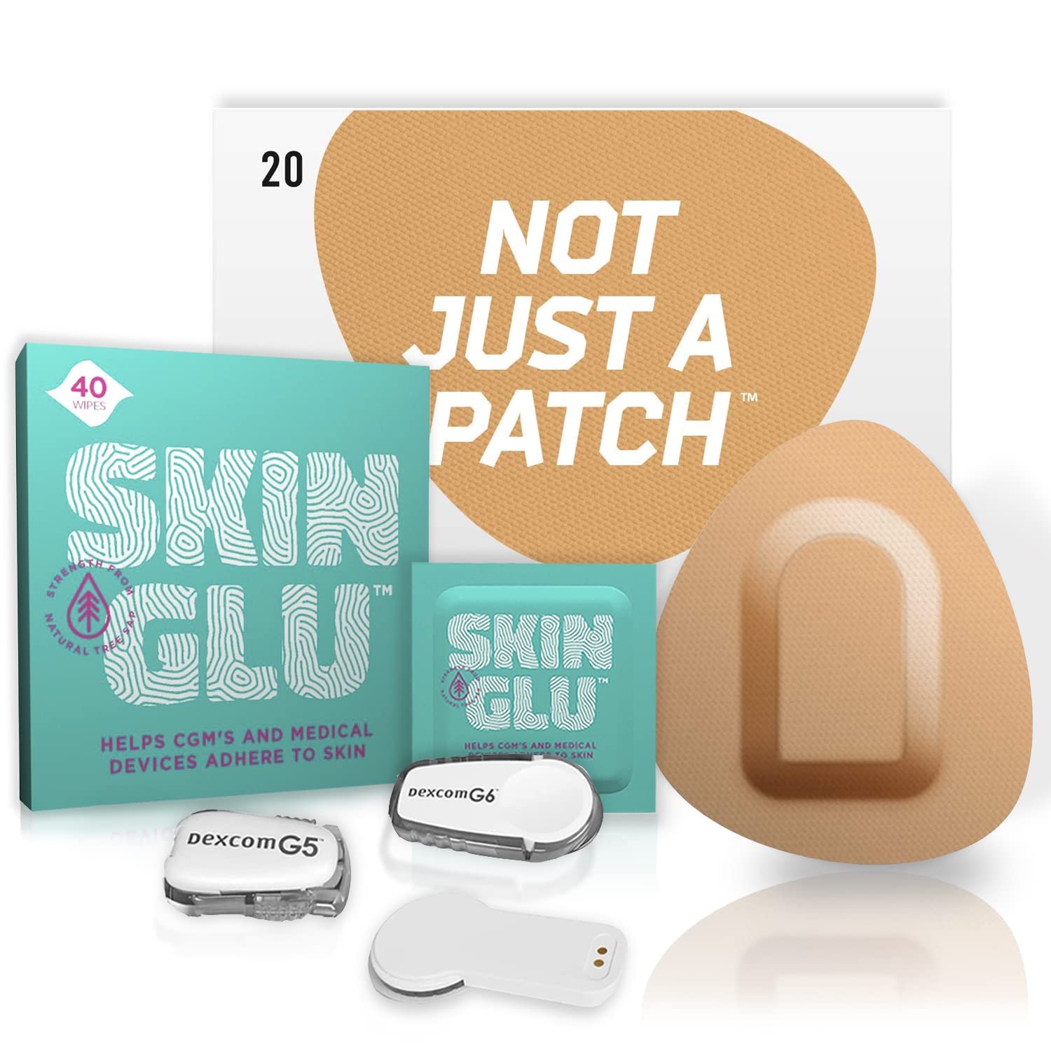 **Dexcom G4 G5 G6 & MiaoMiao Adhesive Patches – CGM & Infusion Site Skin Glu Combo Pack (20 Beige Patches + 40 Barrier Wipes) – Waterproof, Hypoallergenic for Secure Sensor Wear – Ideal for Active Lifestyles & Diabetes Management**