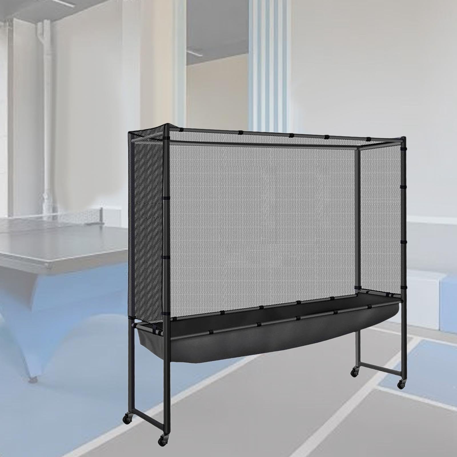 Portable Table Tennis Ball Net with Wheels - Indoor Ping Pong Ball Collector & Recycle Catcher for Adults - Perfect for Training, Practice & Game Cleanup
