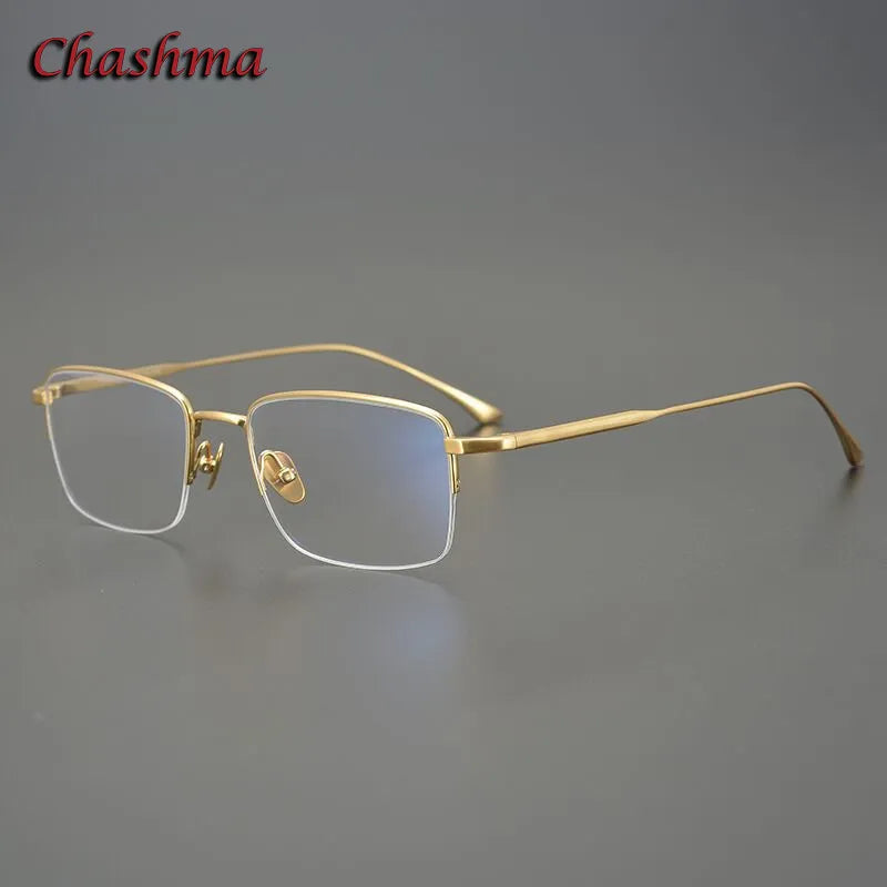 Titanium Square Semi-Rimless Eyeglasses for Men - Lightweight & Durable Frame - Perfect for Office, Reading & Everyday Use