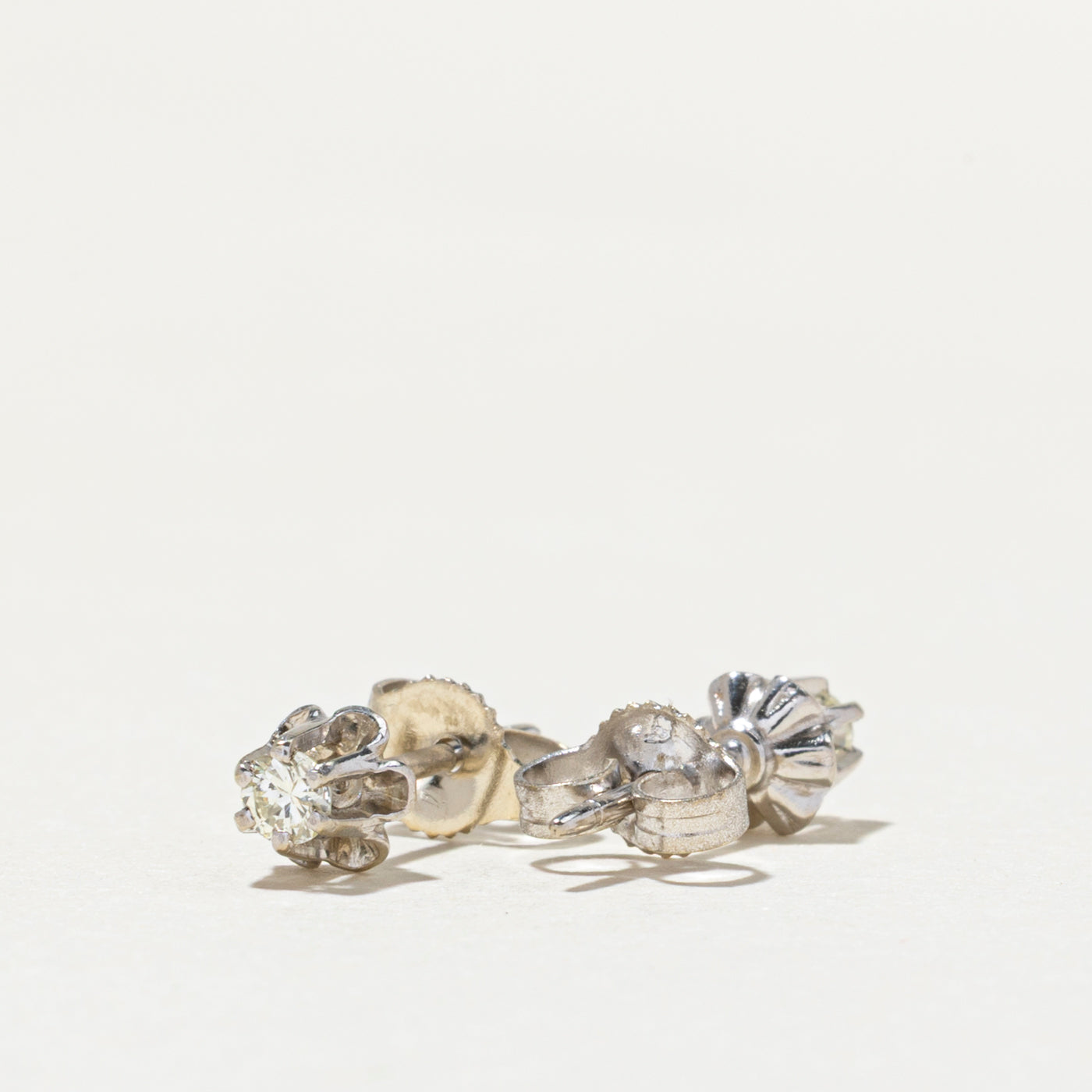 14K Belcher Set Diamond Stud Earrings - 0.10ctw Round Cut Genuine Diamond Earrings for Women | Perfect for Everyday Wear, Gift Giving & Special Occasions