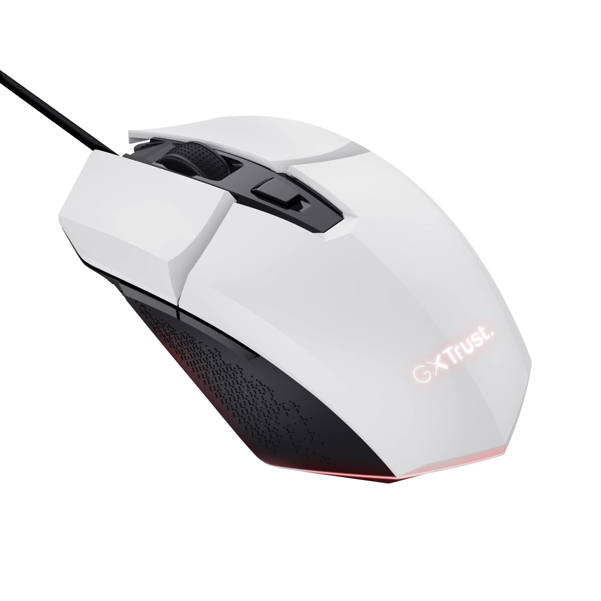 Trust Gaming GXT 109W Felox Gaming Mouse - 6 Programmable Buttons, RGB LED Lighting, 200-6400 DPI Adjustable, 150cm USB Cable, Built-in Software for PC/Laptop (White) - Perfect for FPS, MOBA & MMO Gaming