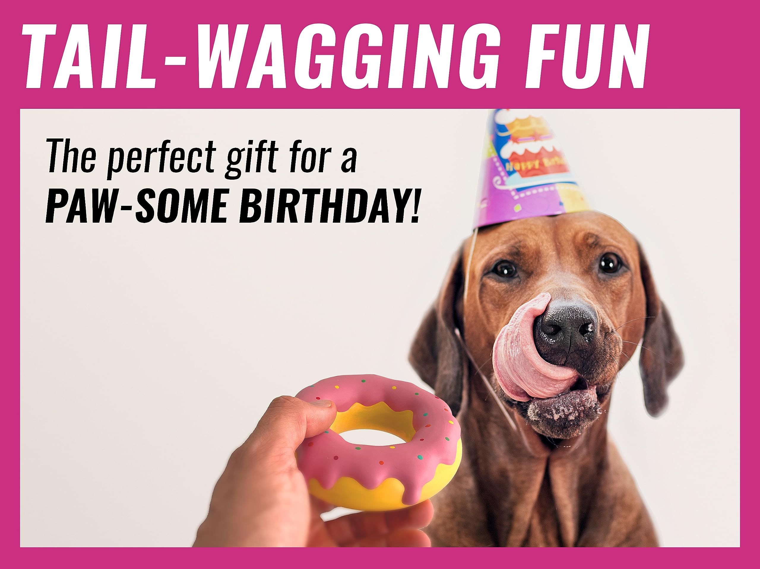 Durable Donut Dog Chew Toy for Aggressive Chewers - Heavy Duty Rubber Chew Toy for Medium & Large Breed Dogs - Tough Long-Lasting Dog Toy - Perfect as Birthday Gift or Training Reward (Pink, 1-Pack) - Great for Playtime, Teething Relief & Interactive Bonding
