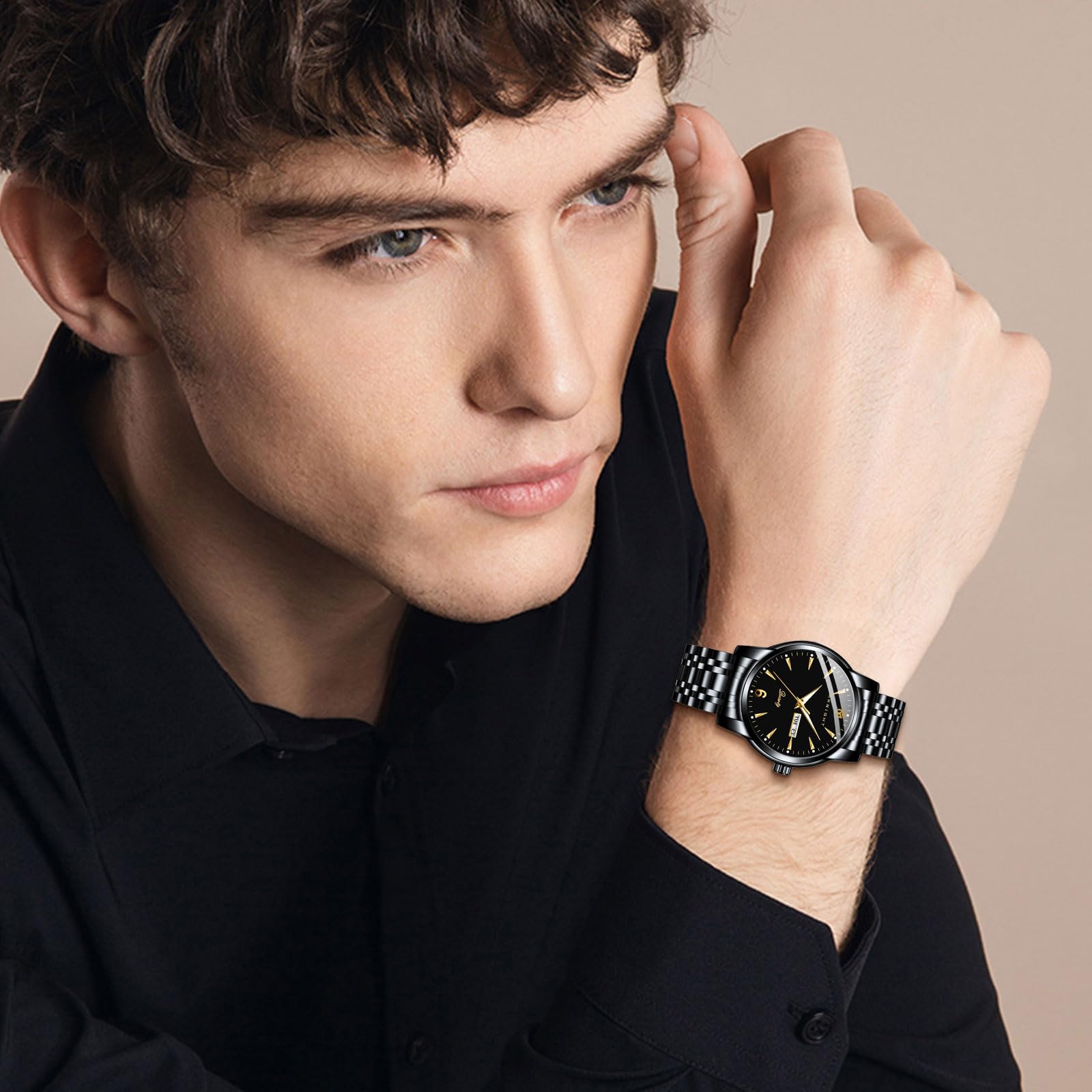 BENYAR Men's Waterproof Chronograph Analog Quartz Watch - Fashion Business Casual Wristwatch with Luminous Hands & Calendar - Perfect for Office, Daily Wear & Outdoor Activities