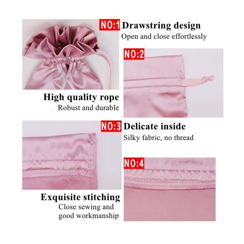 Custom Logo Wig Hair Extension Storage Bags - 20 Pack Red Silk Satin Drawstring Gift Packaging for Hair Bundles | Perfect for Salon Organizers, Travel & Hair Care Storage