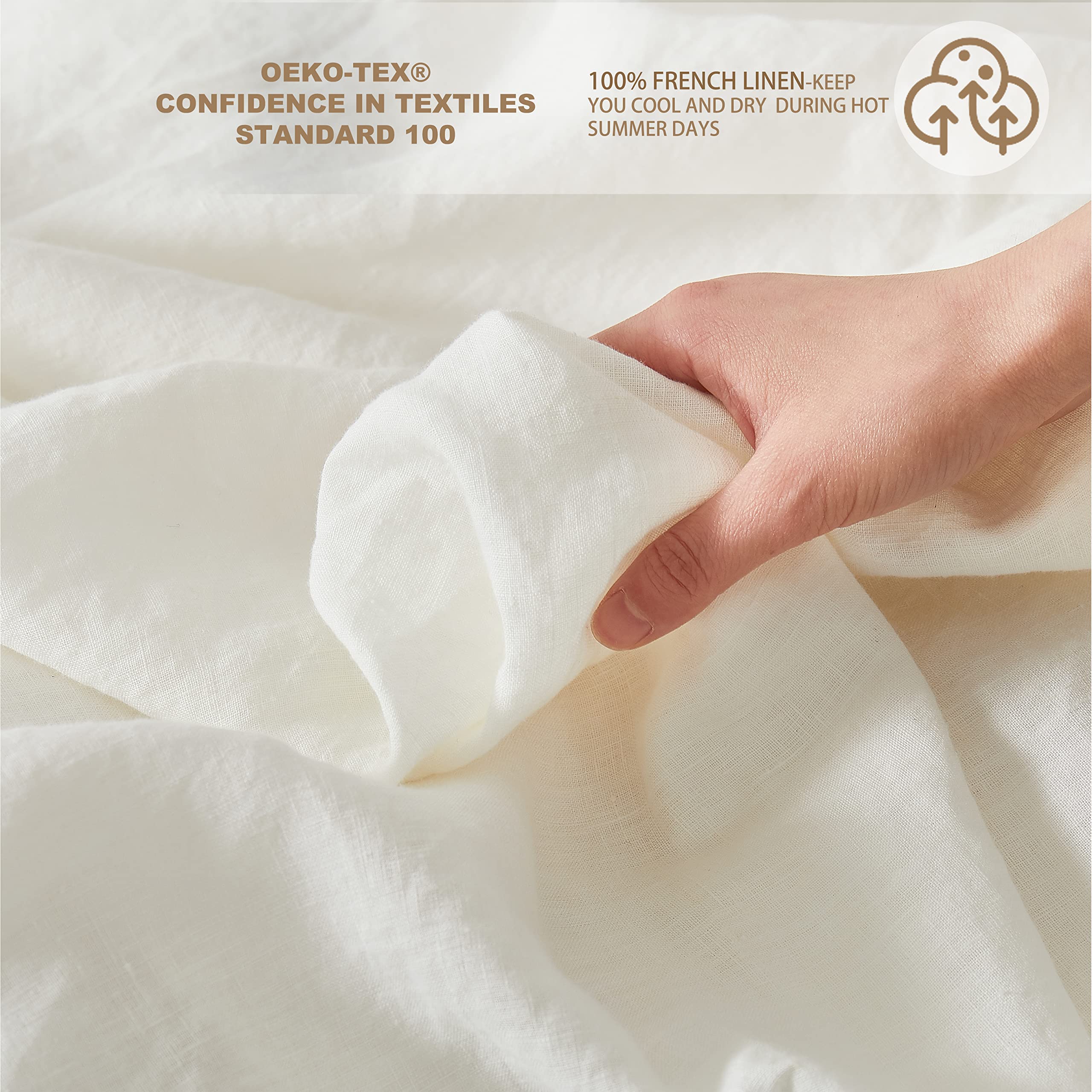 Premium 100% French Flax Linen Sheet Set - Queen Size, Stone Washed, 16