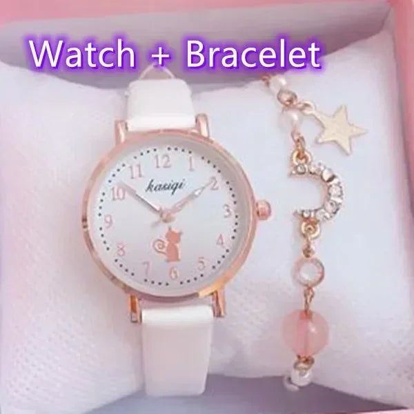 Cute Cat Dial Watch for Girls - Stylish & Fun Accessory for School, Parties & Everyday Wear