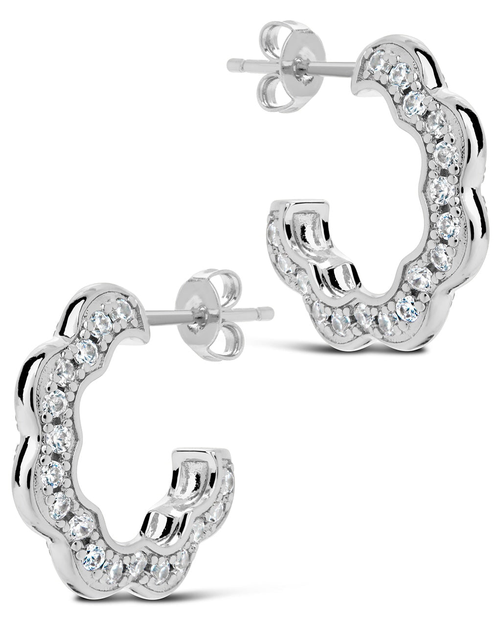 Marisole CZ Rose Petal Hoop Earrings - 925 Sterling Silver Cubic Zirconia Floral Dangle Earrings for Women | Perfect for Weddings, Date Nights & Special Occasions