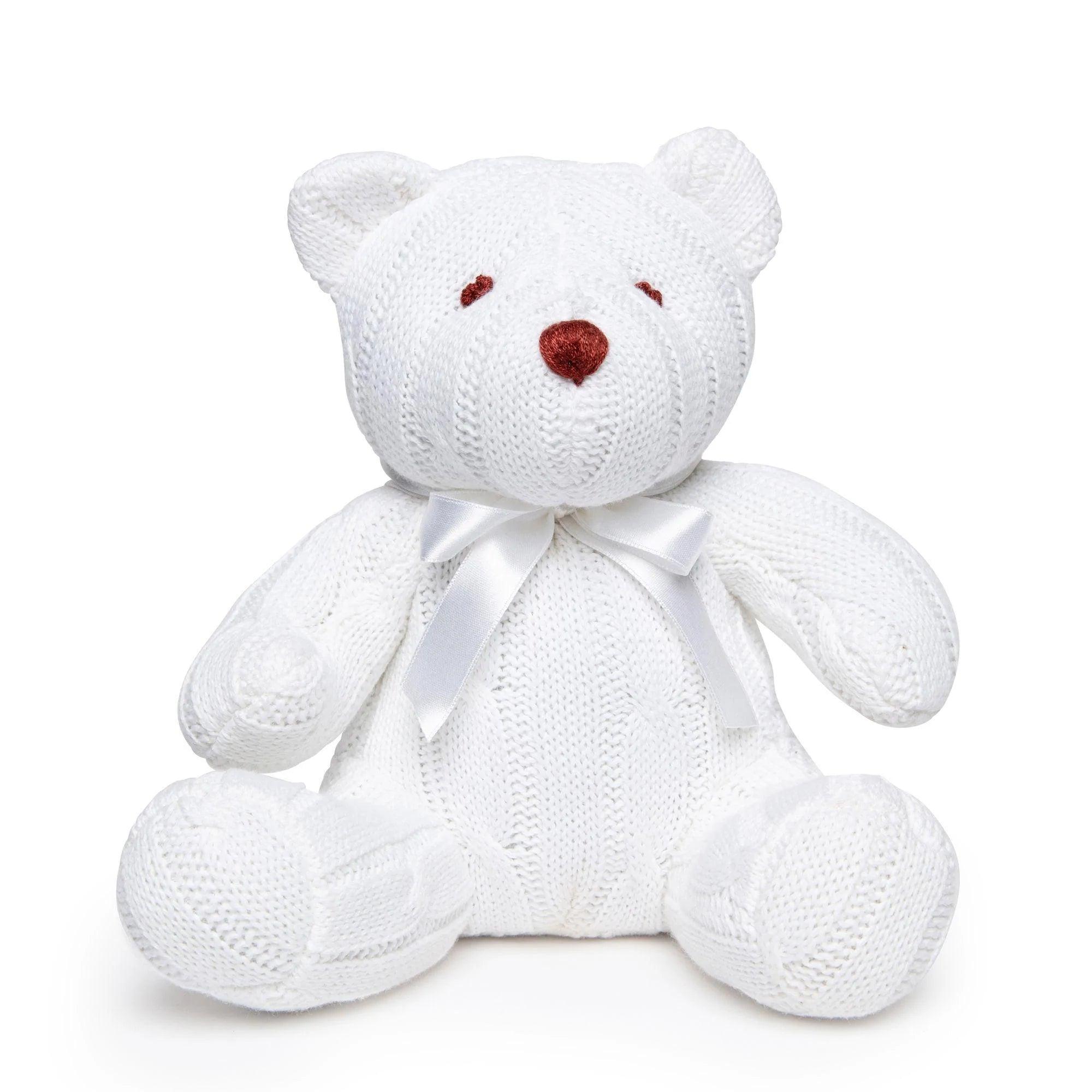 Adorable Baby Mode Cable Knit Bear Plush Toy - Soft & Cuddly Nursery Gift for Newborns, Infants & Toddlers | Perfect for Nursery Decor, Baby Shower Gifts & First Birthday Presents