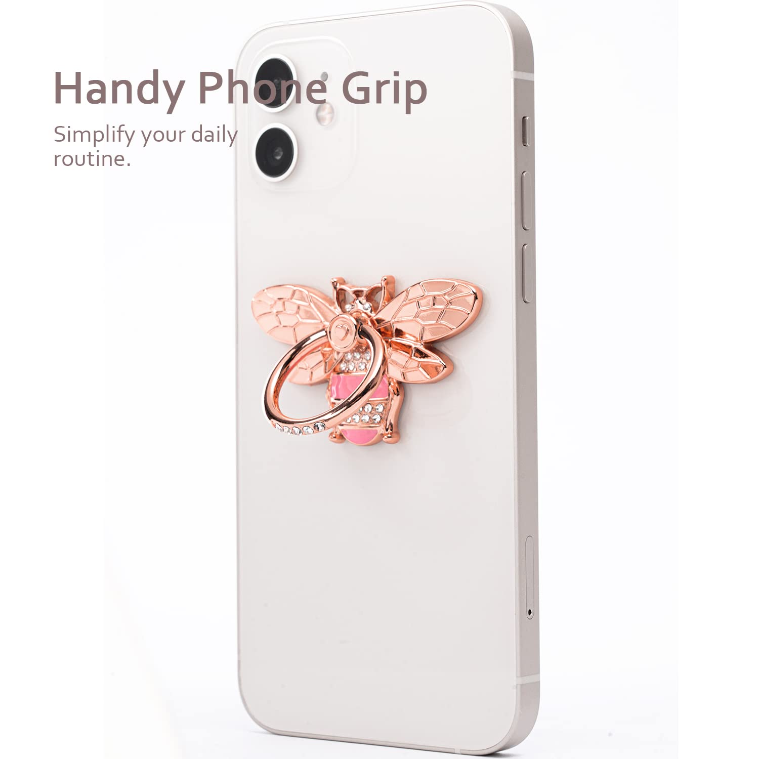 Allengel Cute Bee Phone Ring Grip Holder - Bling Phone Ring Stand for iPhone & Android, Rose Gold - Perfect for Selfies, Videos & Secure Grip While Shopping or Traveling