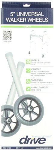 Drive Medical 10109 Replacement Rear Glide Walker Wheels for Mobility Walkers - Gray - Ideal for Seniors & Post-Surgery Recovery (Set of 2)