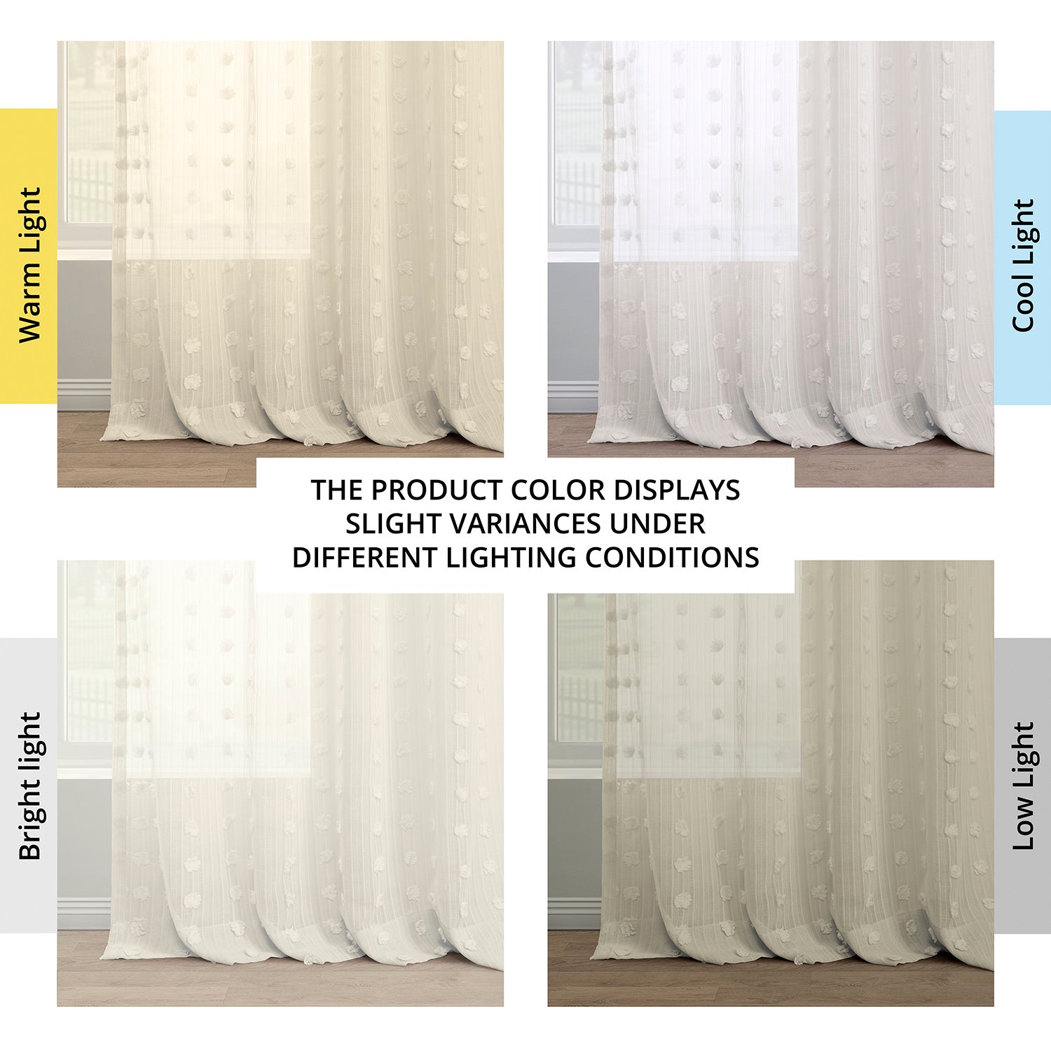 Strasbourg Dot Cream Geometric Pattern Faux Linen Sheer Curtains - Elegant Window Treatment for Living Room & Bedroom