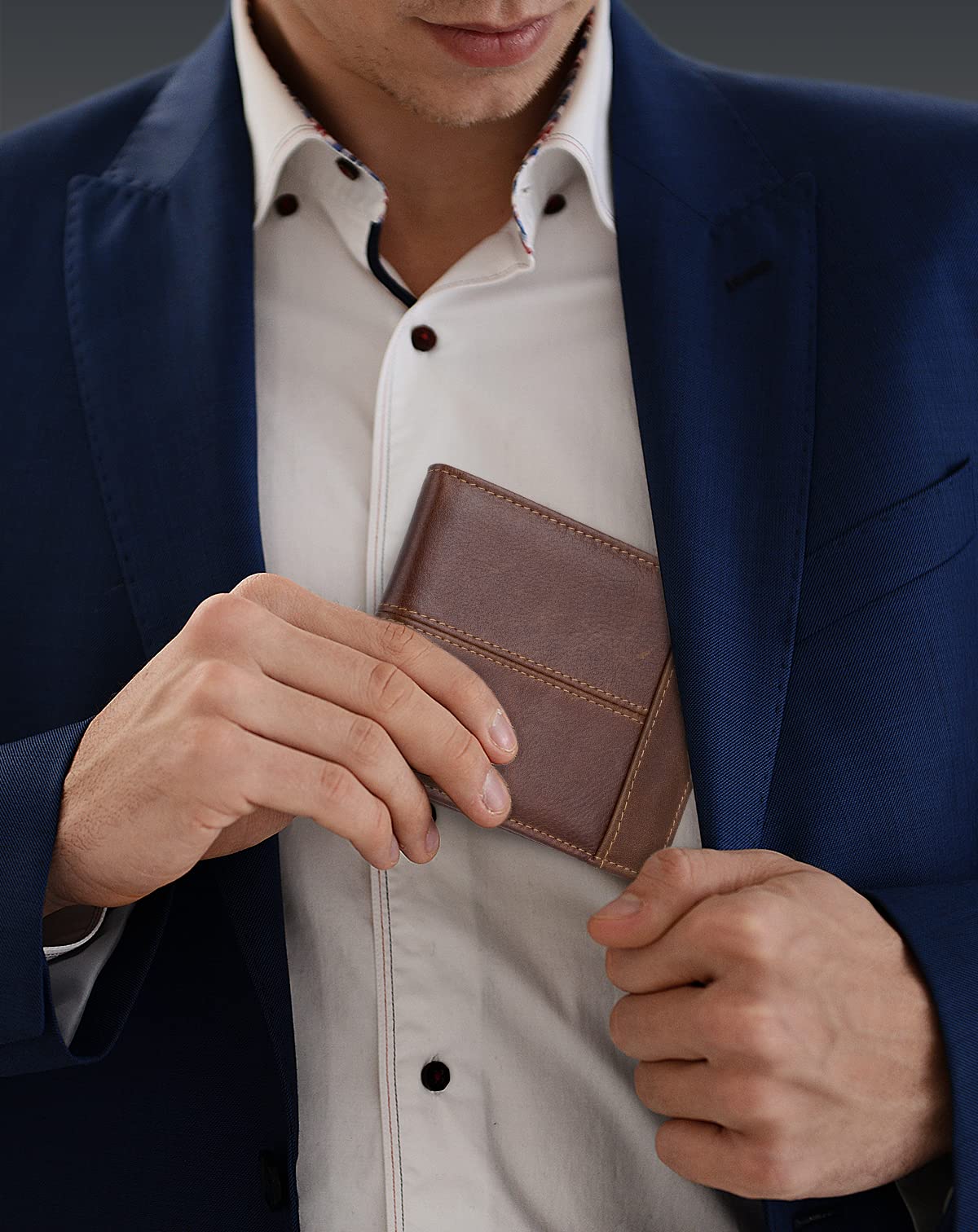 Premium RFID Blocking Leather Wallet for Men - Slim Bifold Design with 1 ID Window & 16 Card Slots | Durable Genuine Leather Wallet for Everyday Use, Travel & Business