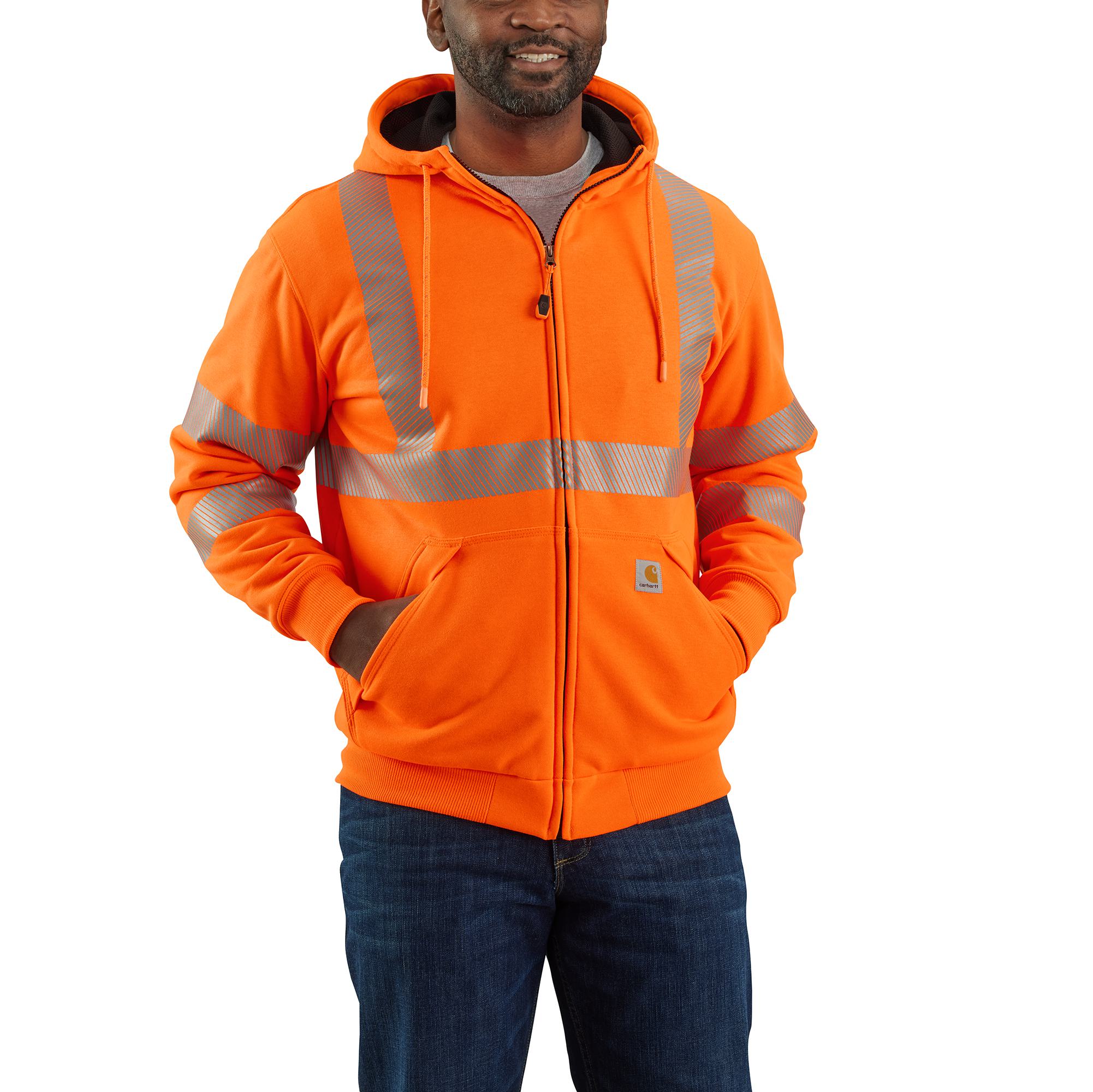 Carhartt Men's High Visibility Class 3 Thermal Lined Hooded Sweatshirt with Rain Defender® Technology - Warm Workwear for Construction, Road Crew & Outdoor Jobs in Cold Weather