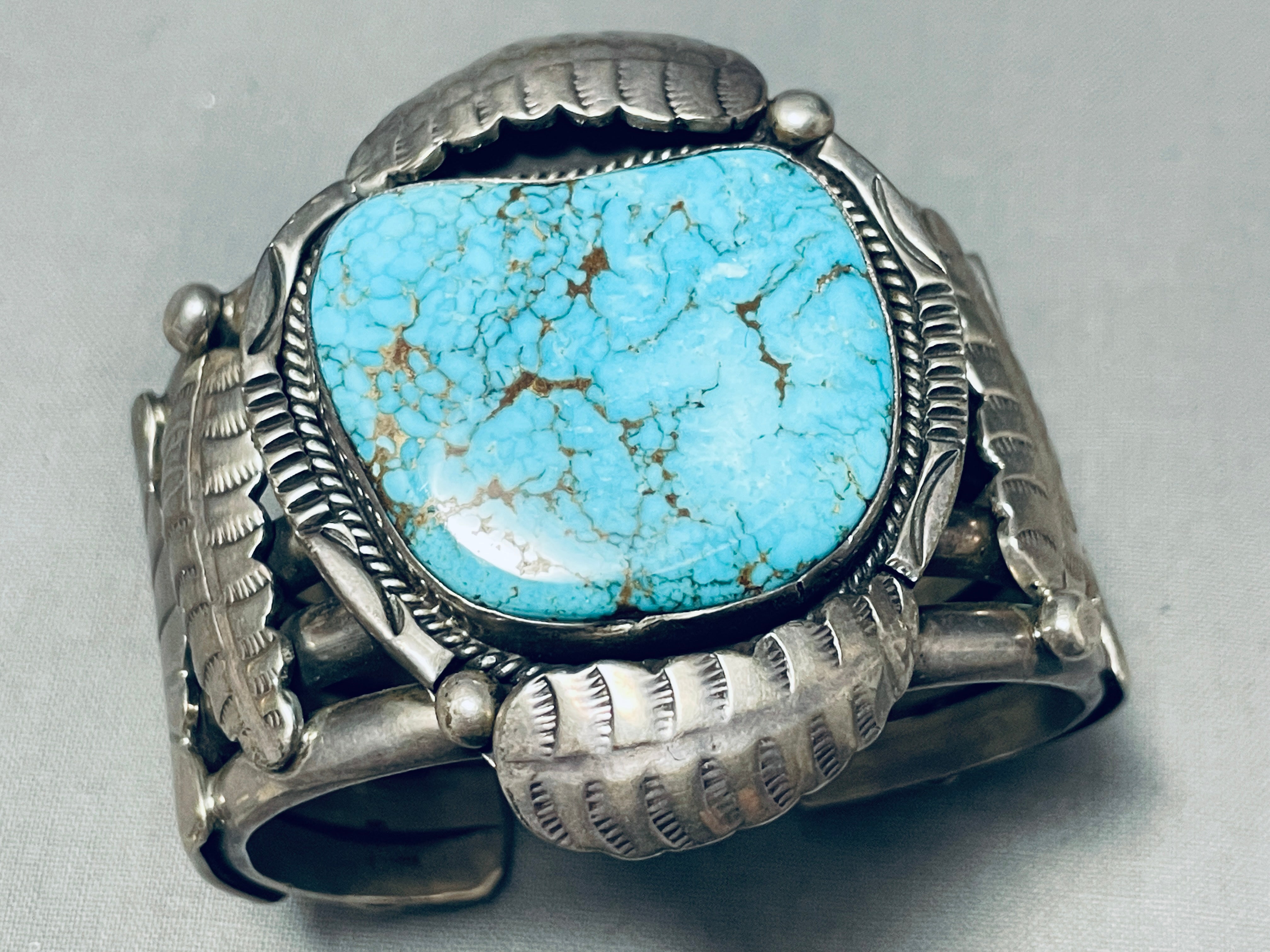 138g 50-Year-Old Vintage Navajo Turquoise Sterling Silver Bracelet - Authentic Native American Handmade Jewelry for Women, Boho Fashion & Special Occasions